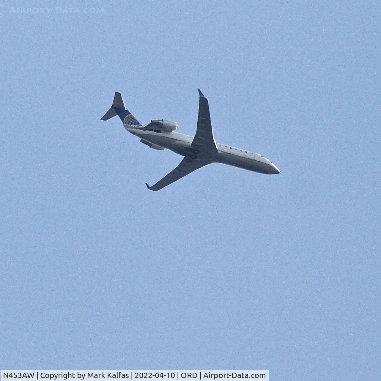 N453AW, 2003 Bombardier CRJ-200LR (CL-600-2B19) C/N 7838, Air Wisconsin N453AW arriving at ORD from GSO. This aircraft was WFU on 2022-04-23 and has been parked at ROS