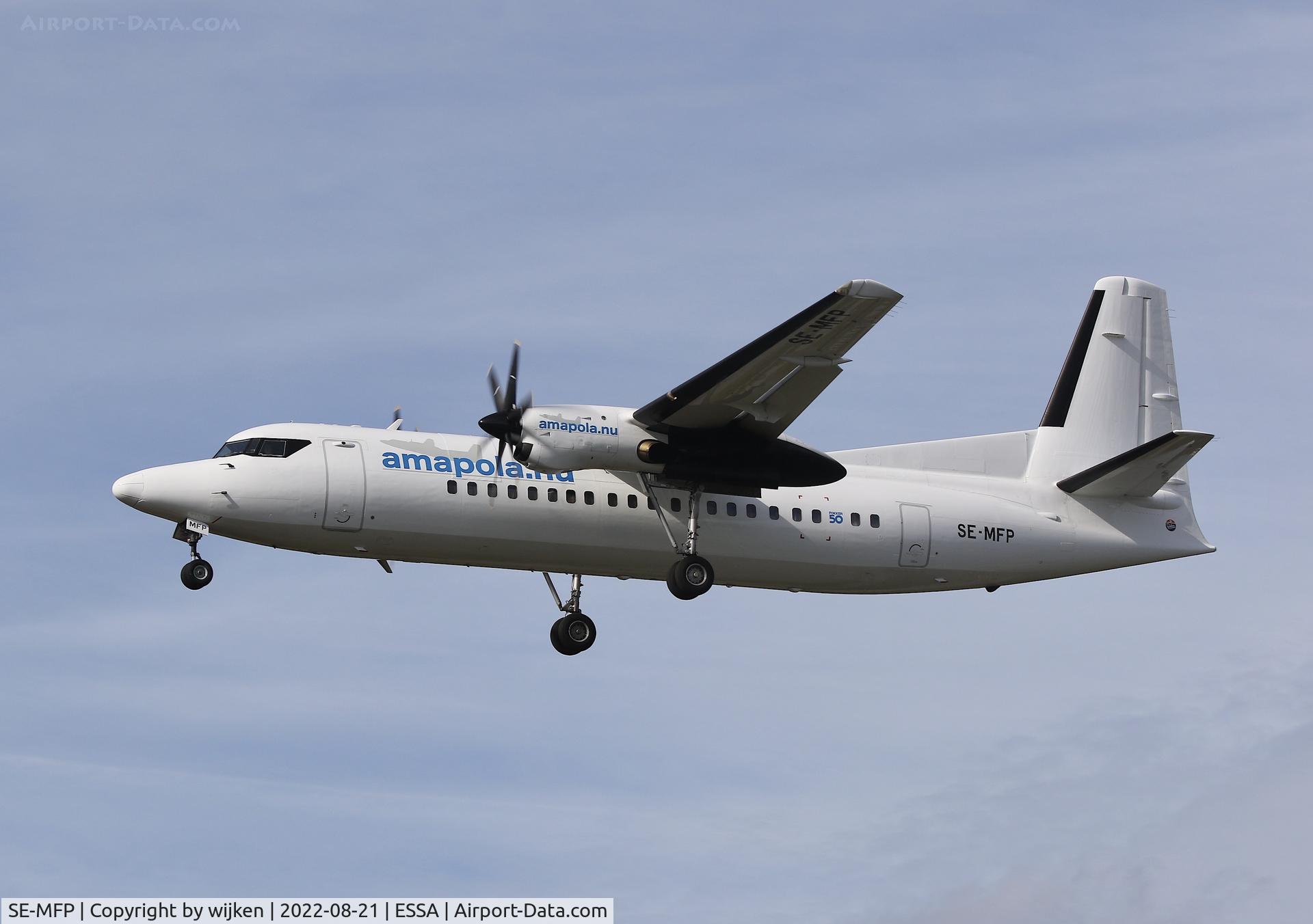 SE-MFP, 1987 Fokker 50 C/N 20105, RWY 26