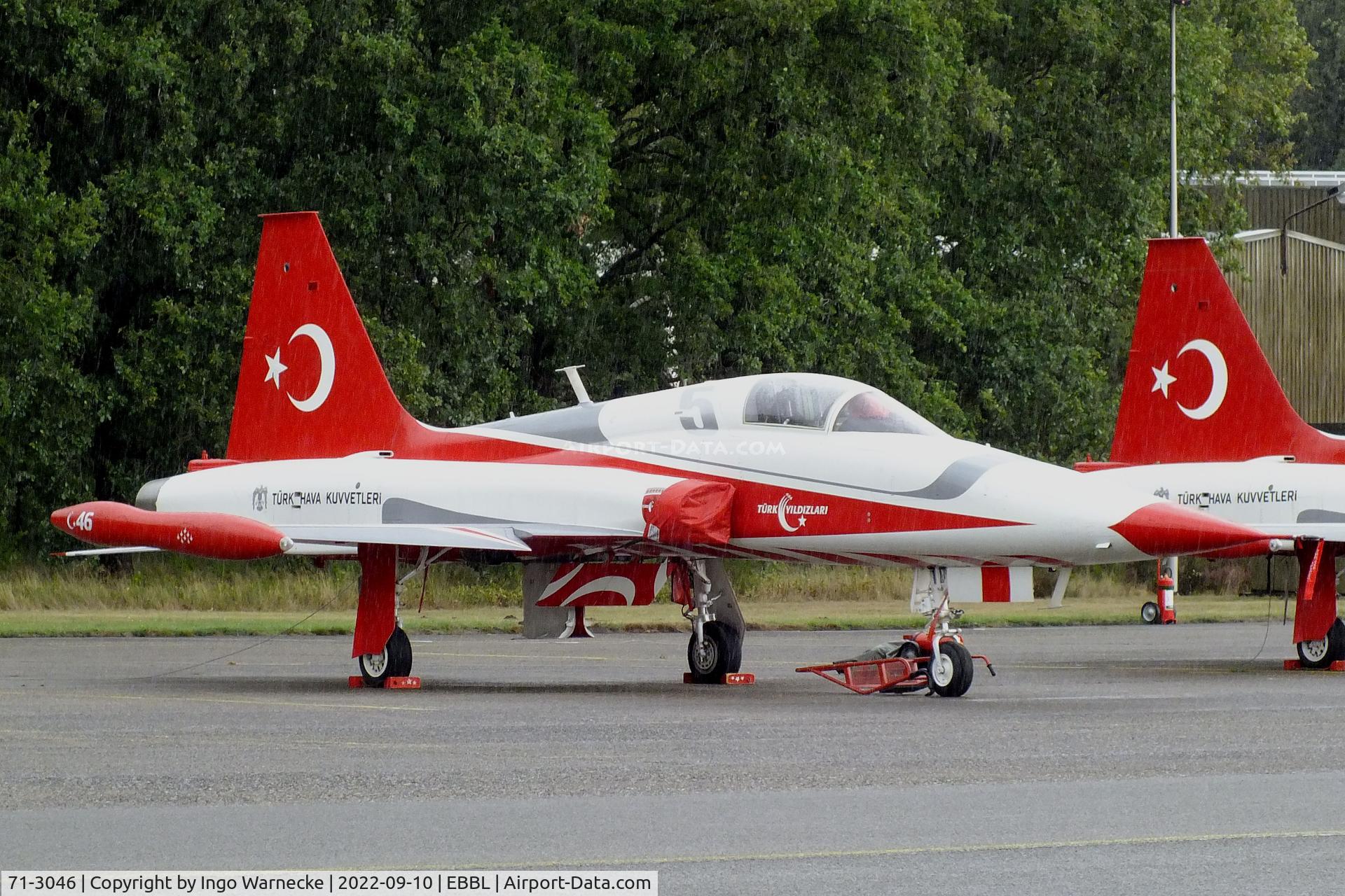 71-3046, Northrop (Canadair) NF-5A-2000 (CL-226) C/N 46, Northrop (Canadair) NF-5A-2000 Freedom Fighter of the Türk Hava Kuvvetleri (Turkish air force) display team 'Türk Yildizlari / Turkish Stars' at the 2022 Sanicole Spottersday at Kleine Brogel air base