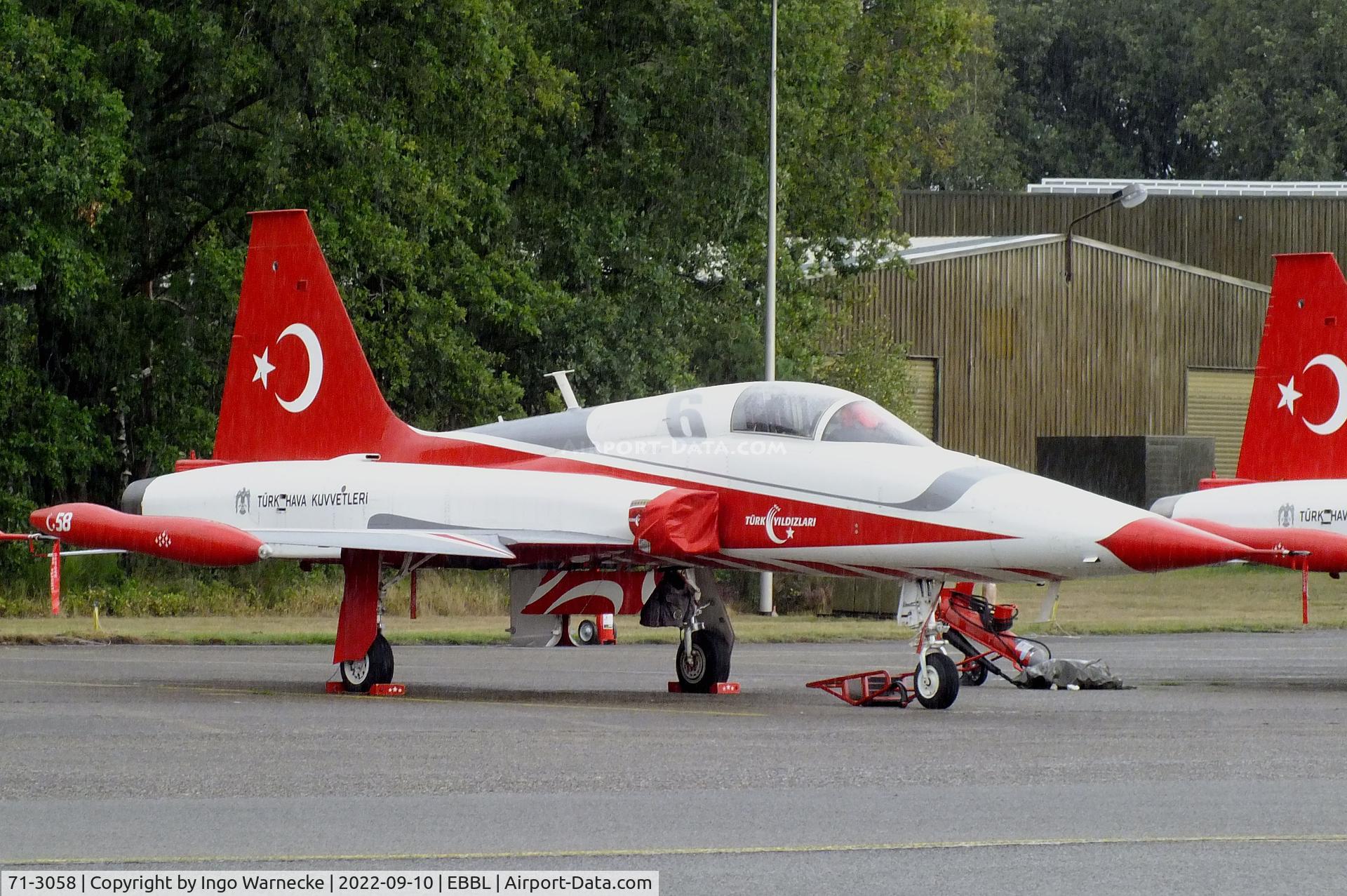 71-3058, 1971 Canadair NF-5A Freedom Fighter C/N 3058, Northrop (Canadair) NF-5A Freedom Fighter of the Türk Hava Kuvvetleri (Turkish air force) display team 'Türk Yildizlari / Turkish Stars' at the 2022 Sanicole Spottersday at Kleine Brogel air base