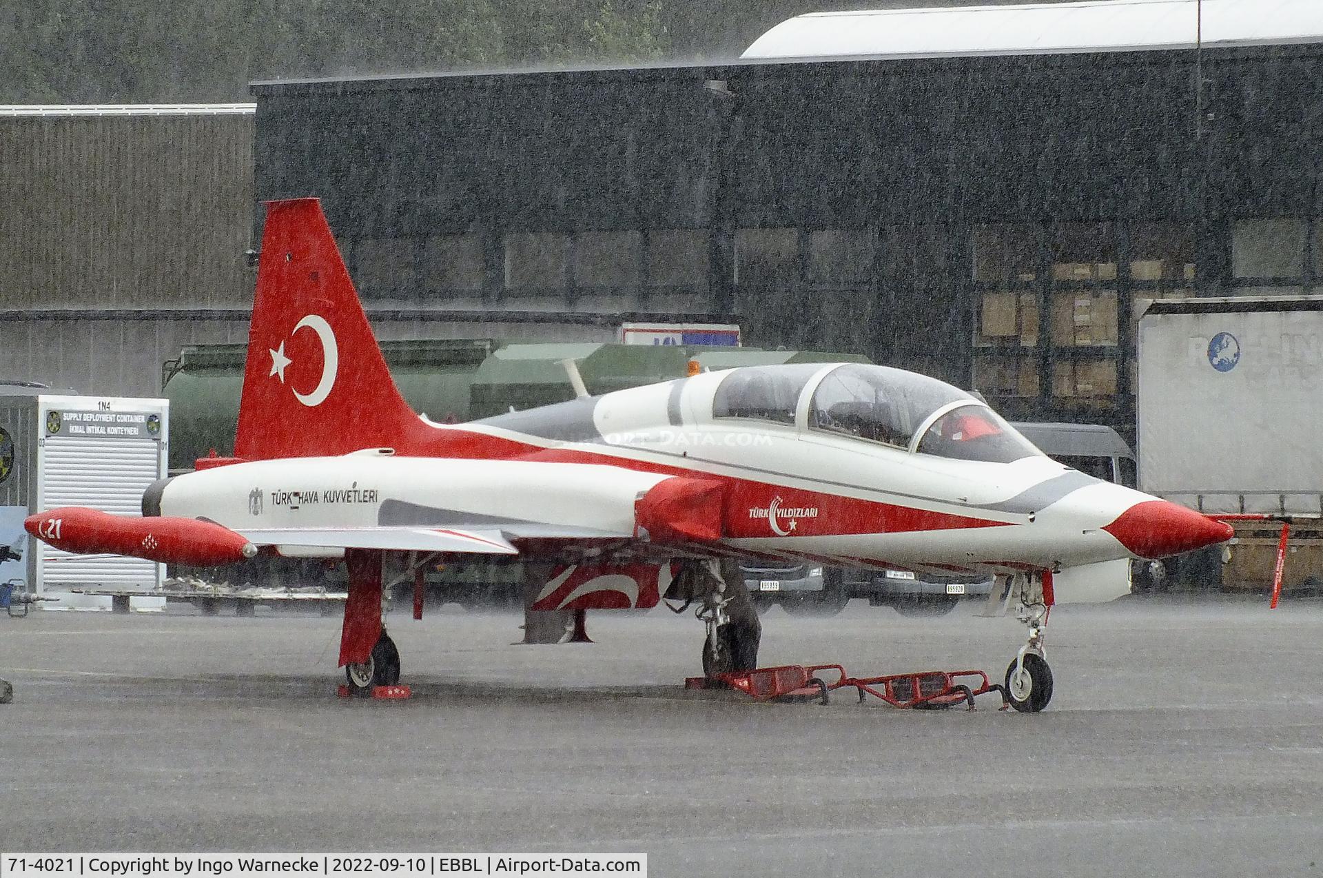 71-4021, 1971 Northrop (Canadair) NF-5B (CL-226) C/N 4021, Northrop (Canadair) NF-5B Freedom Fighter of the Türk Hava Kuvvetleri (Turkish air force) display team 'Türk Yildizlari / Turkish Stars' at the 2022 Sanicole Spottersday at Kleine Brogel air base