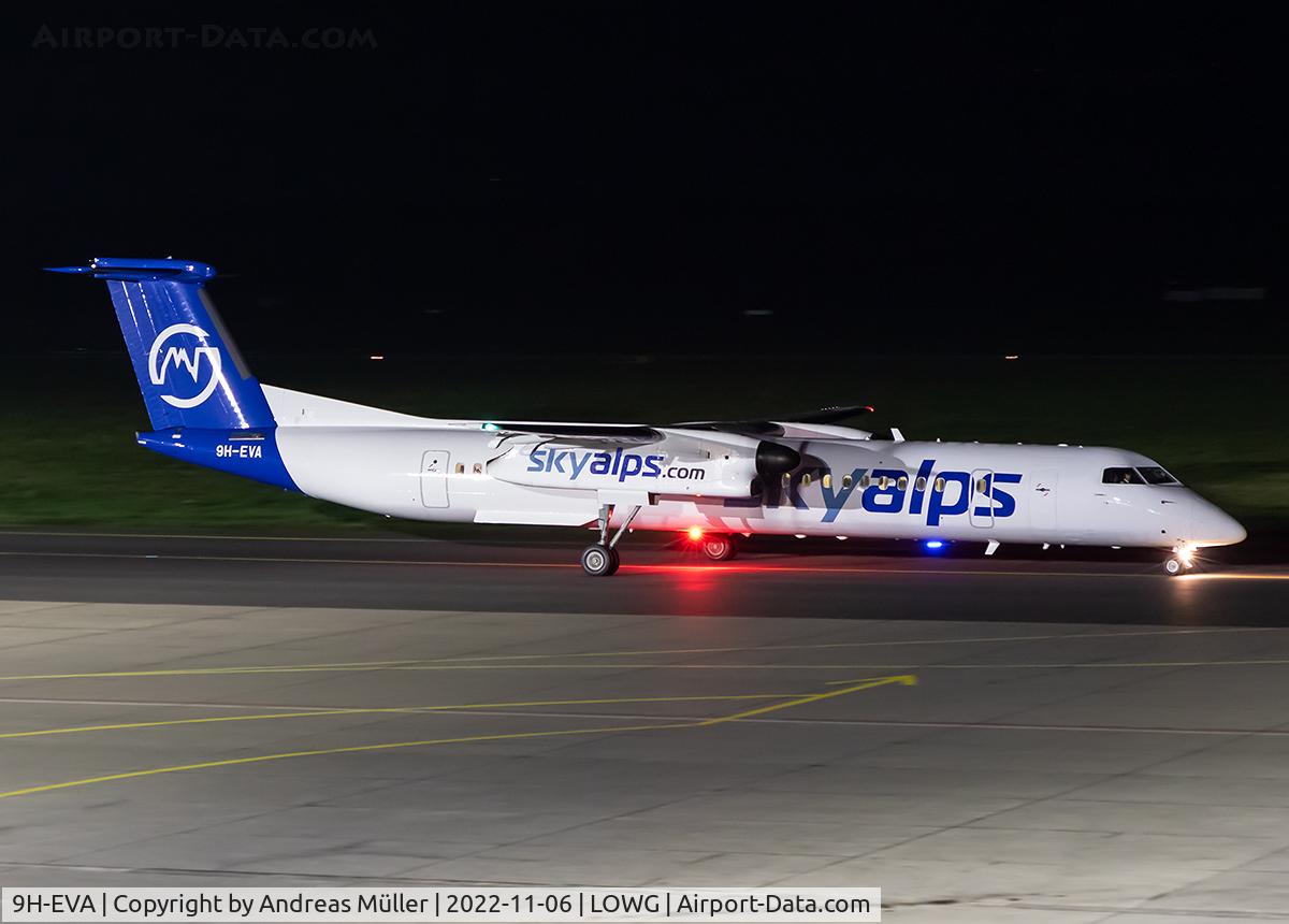 9H-EVA, 2009 De Havilland Canada DHC-8-402Q Dash 8 C/N 4237, Departure to Bolzano.