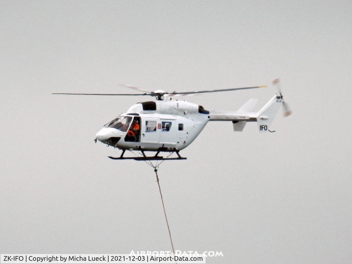 ZK-IFO, MBB-Kawasaki BK117B-2 C/N 1042, Doing prep-work for the new Penlink over Stillwater