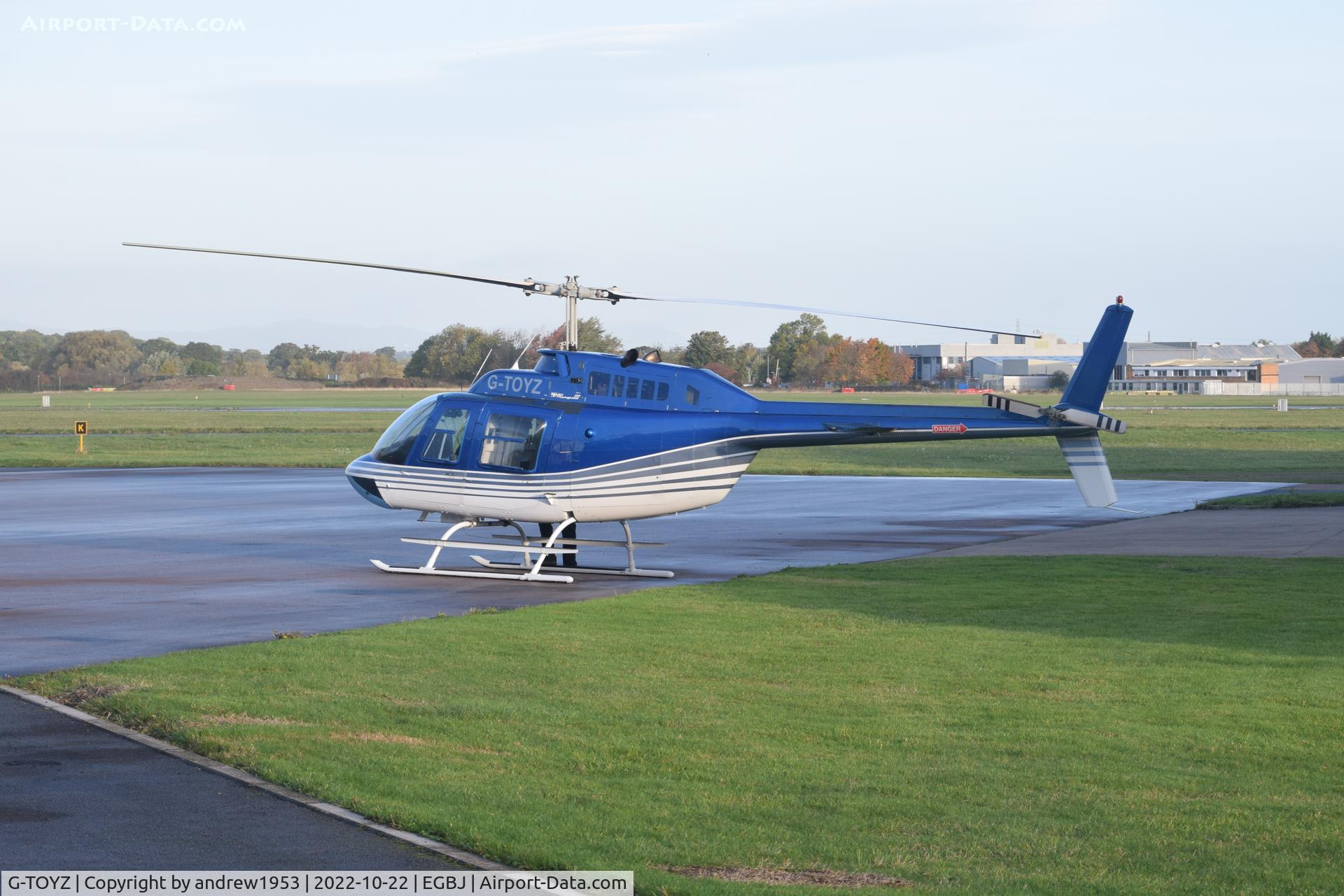 G-TOYZ, 1986 Bell 206B JetRanger III C/N 3949, G-TOYZ at Gloucestershire Airport.