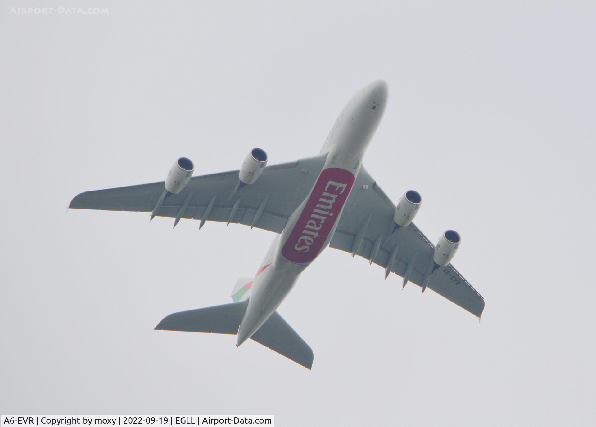 A6-EVR, 2020 Airbus A380-842 C/N 271, Airbus A380-842 departing London Heathrow.