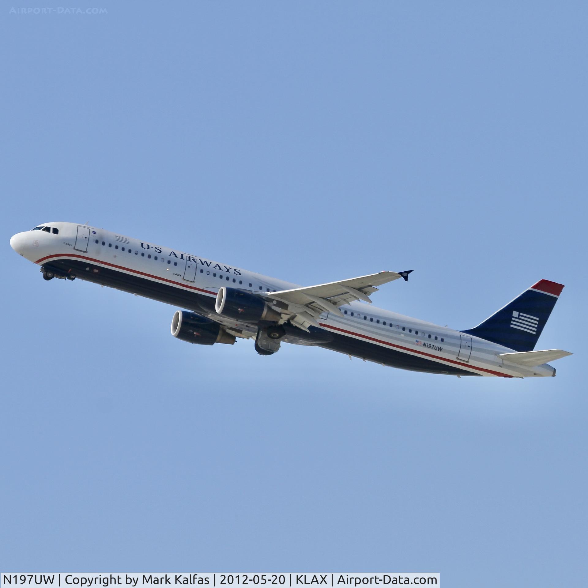 N197UW, 2009 Airbus A321-211 C/N 3928, US AIRWAYS A321 Departing 25L KLAX