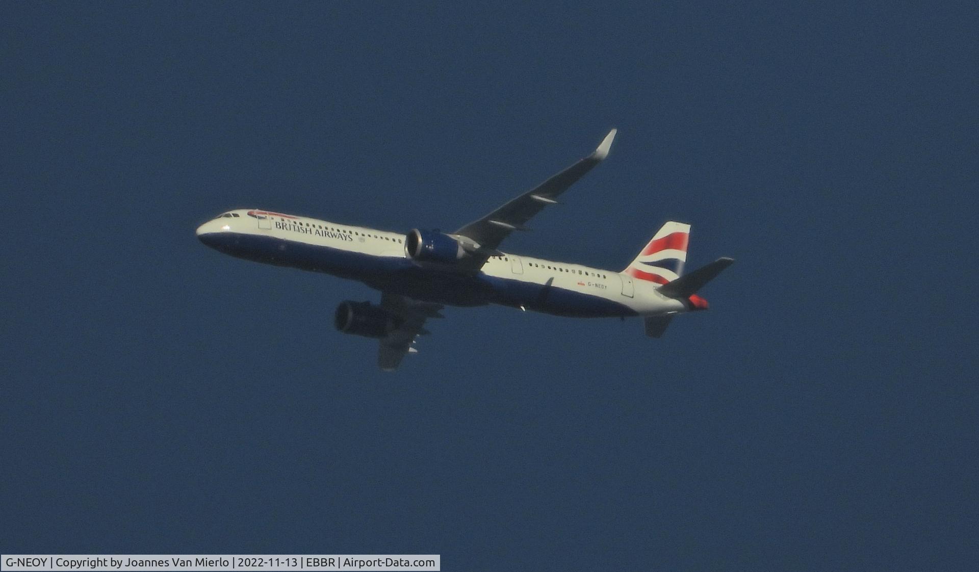 G-NEOY, 2020 Airbus A321-251NX C/N 9209, Climbing over Belgium