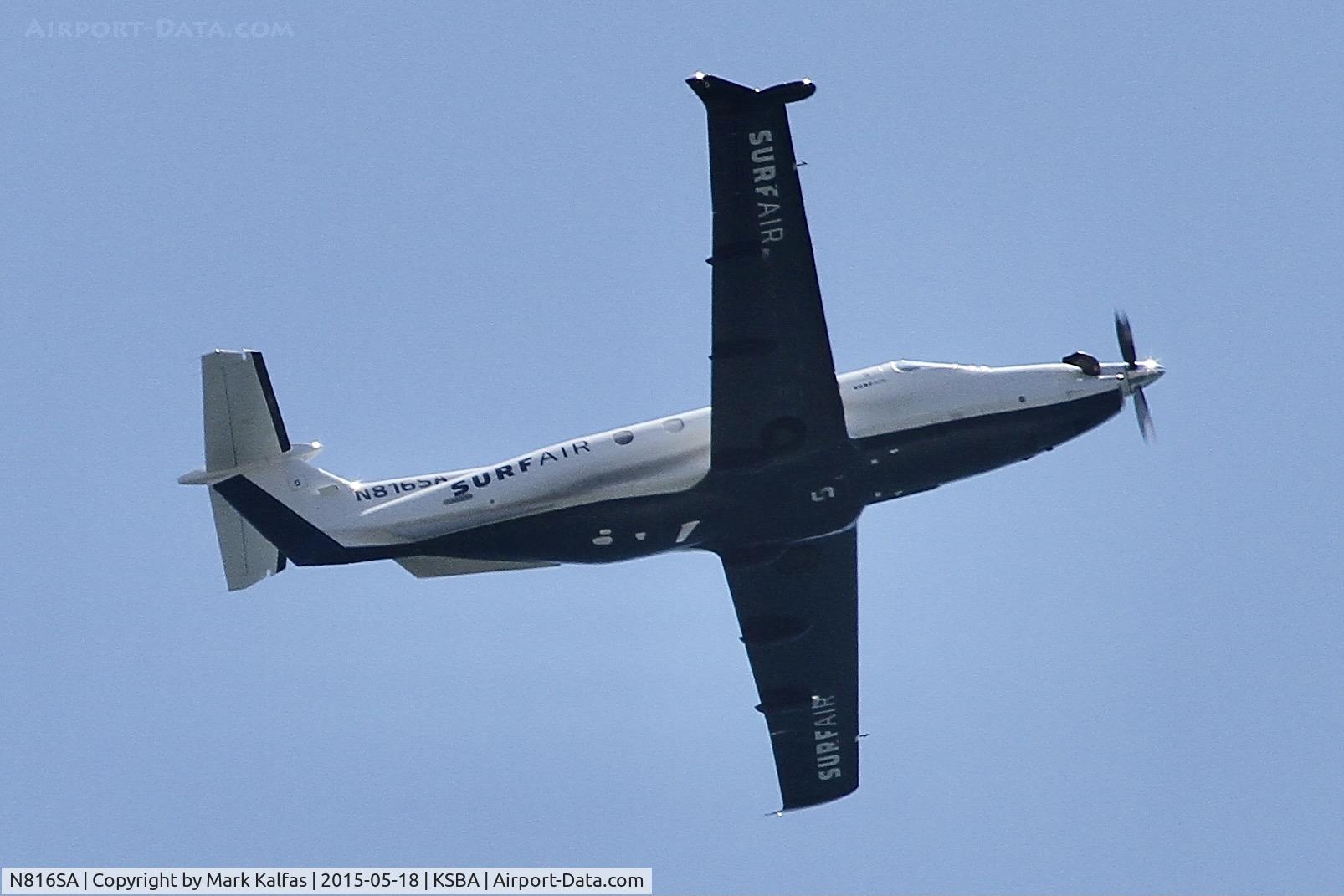 N816SA, 2014 Pilatus PC-12/47E C/N 1499, Surf Air PC12 departing KSBA
