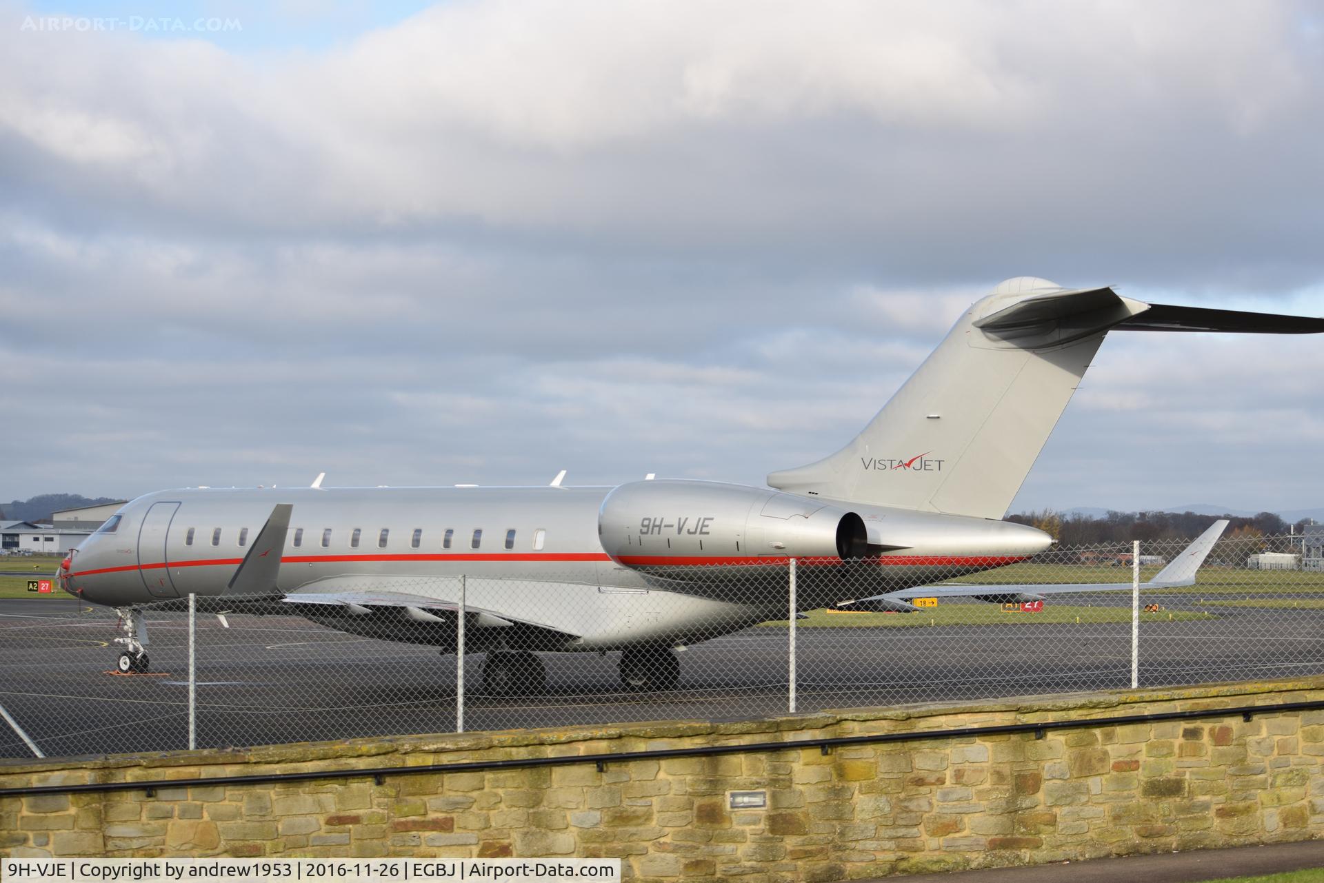 9H-VJE, 2012 Bombardier BD-700-1A10 Global 6000 C/N 9502, 9H-VJE at Gloucestershire Airport.