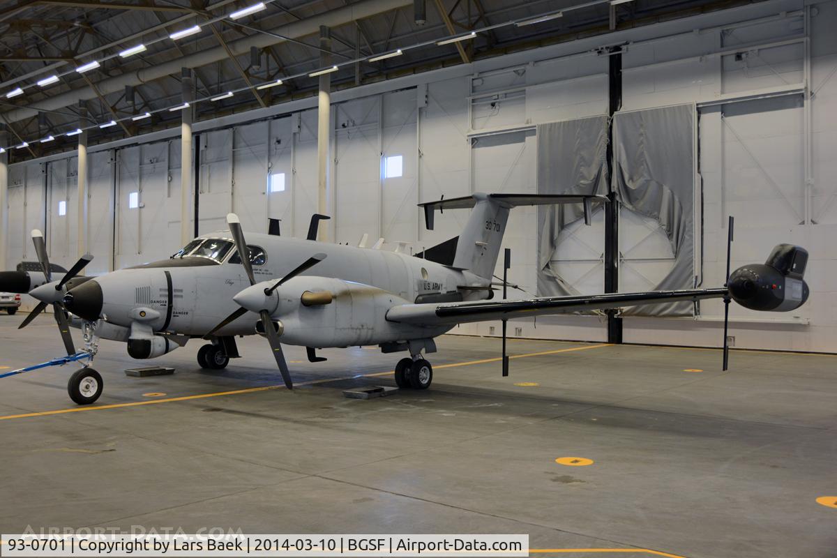 93-0701, 1993 Beechcraft RC-12Q Huron C/N FE-036, Parked in AKO Hangar