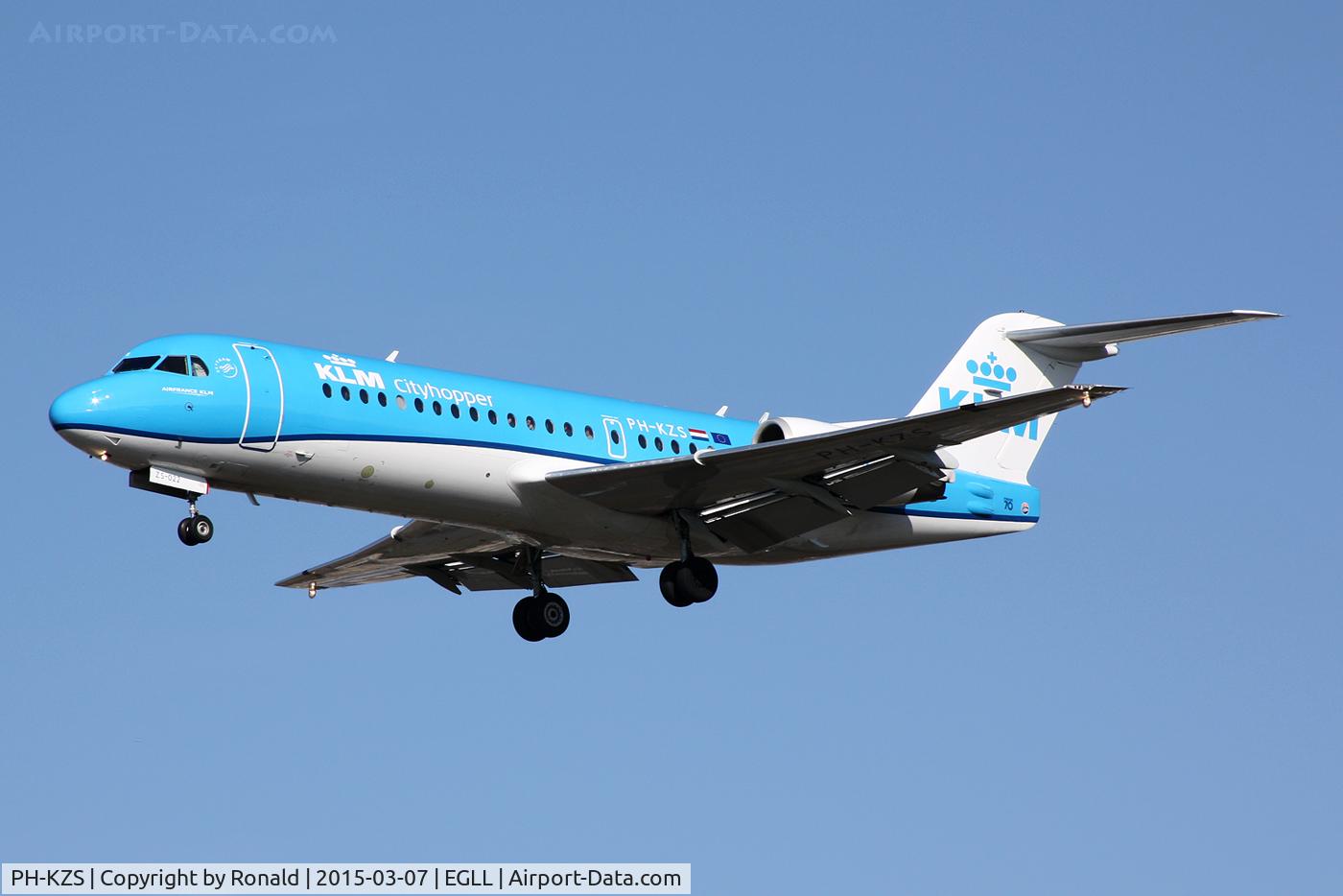 PH-KZS, 1995 Fokker F70 (F-28-0070) C/N 11540, at lhr