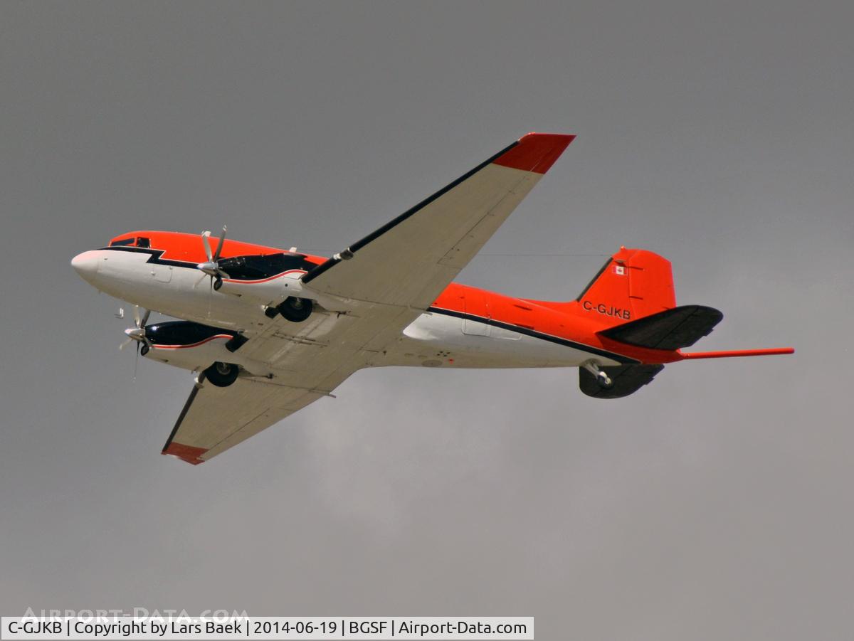 C-GJKB, 1944 Basler BT-67 C/N 13383, In the air over the Airport