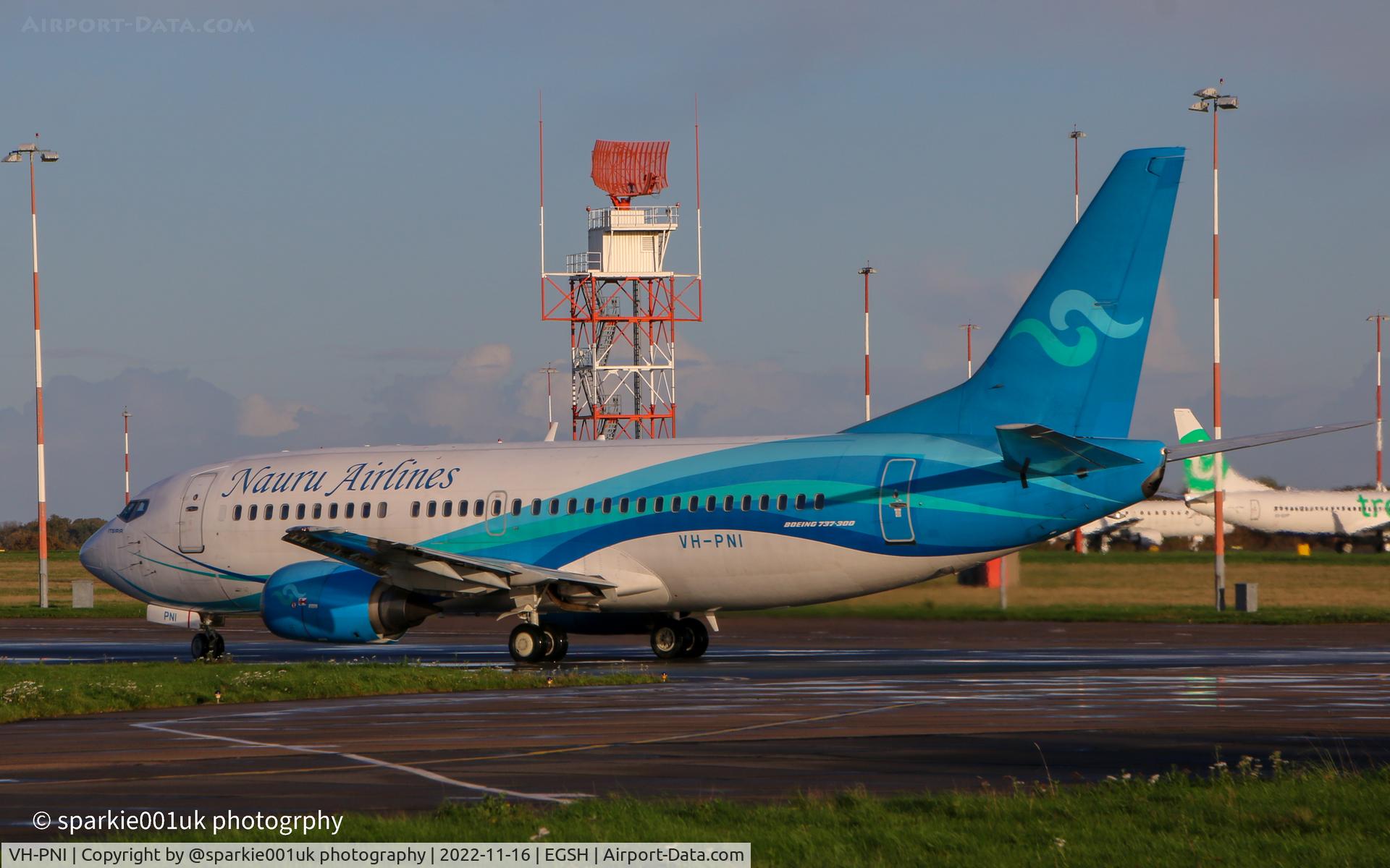 VH-PNI, 1997 Boeing 737-36N C/N 28555, Seen departing Norwich on a test flight following C-Check with KLM Engineering