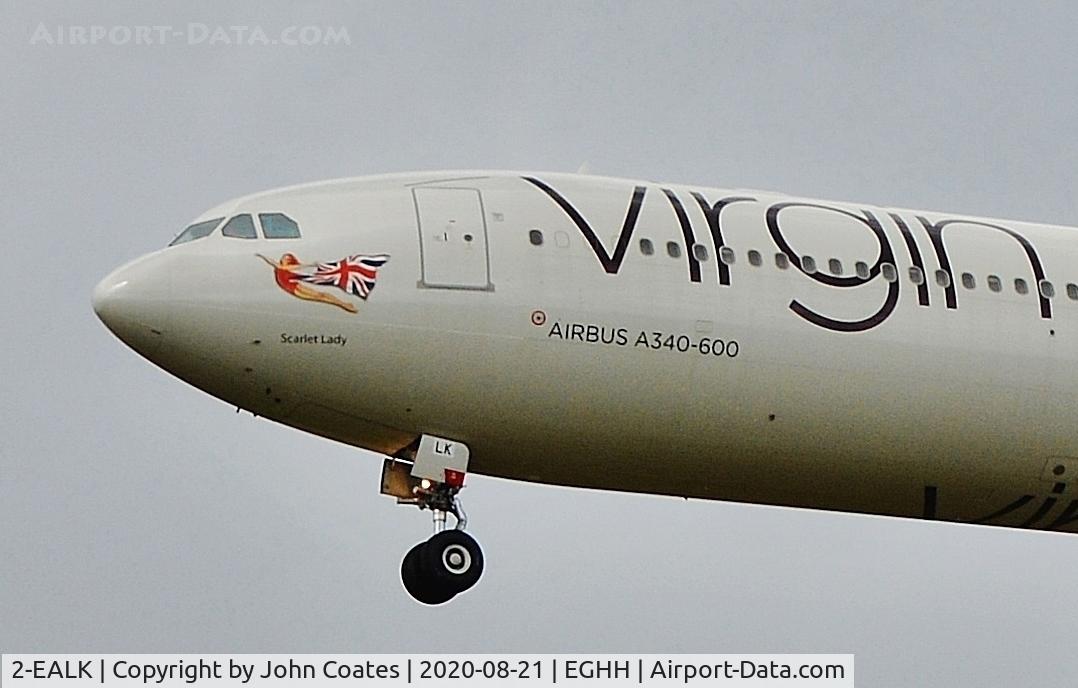 2-EALK, 2006 Airbus A340-642 C/N 768, Close up of ex Scarlet Lady arriving from storage