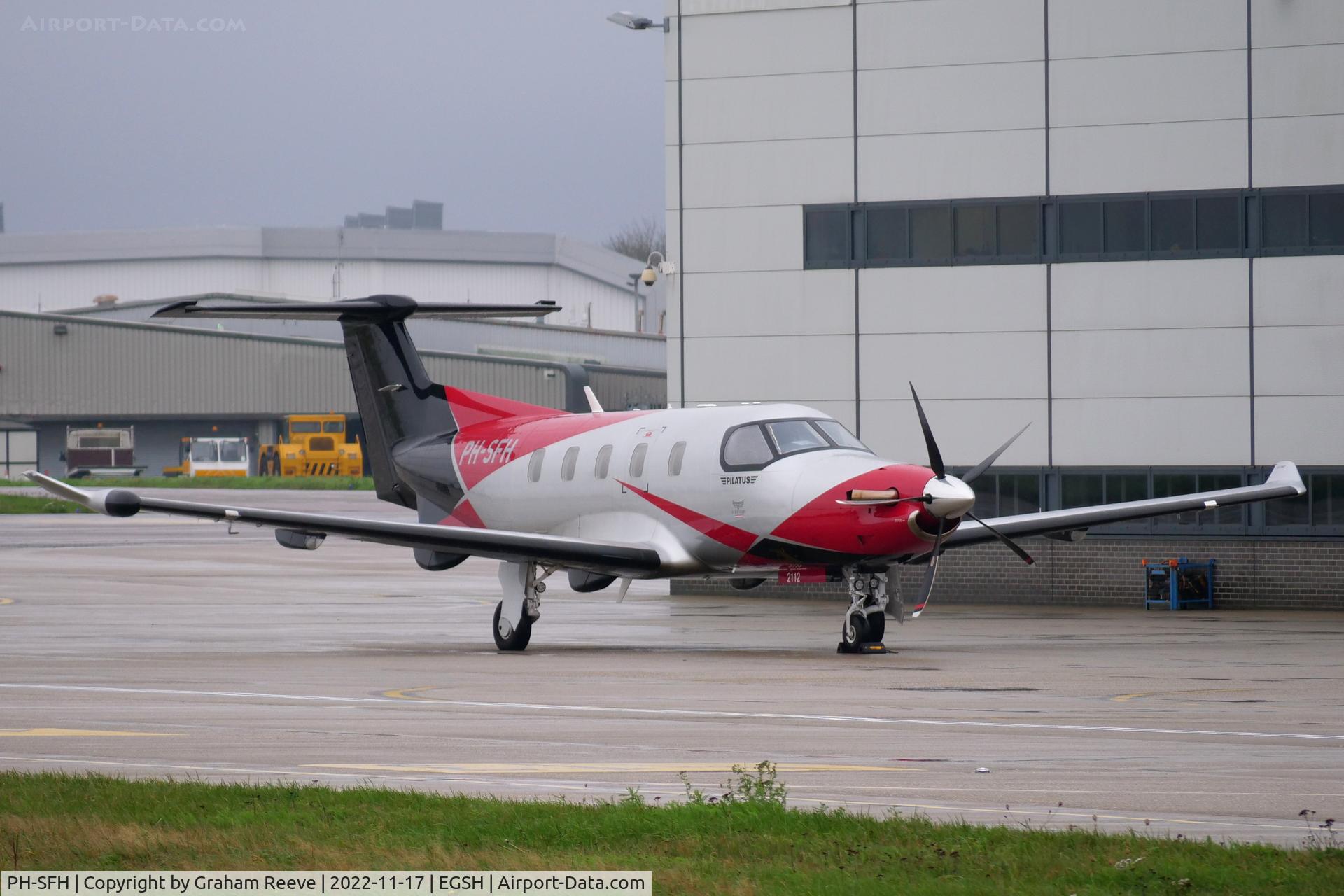 PH-SFH, 2021 Pilatus PC-12/47E NGX C/N 2112, Parked at Norwich.