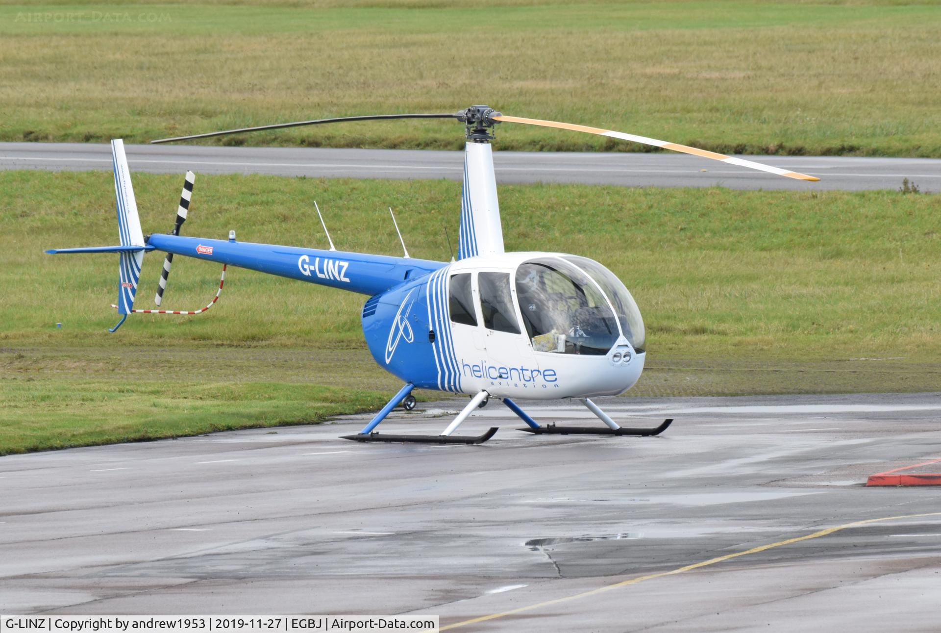 G-LINZ, 2007 Robinson R44 Raven II C/N 11911, G-LINZ at Gloucestershire Airport.