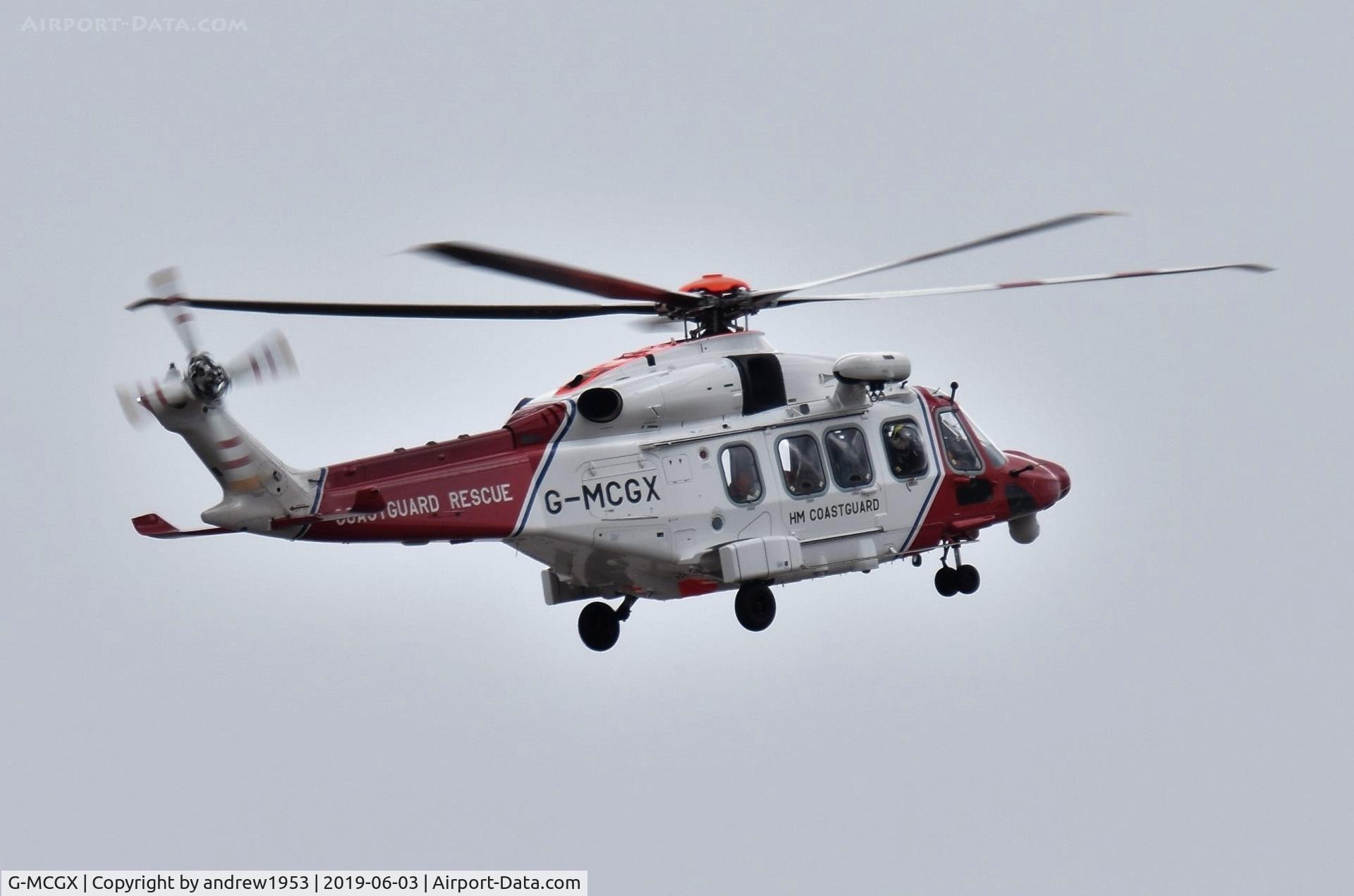 G-MCGX, 2018 Leonardo AW189 C/N 92010, G-MCGX over the Bristol Channel