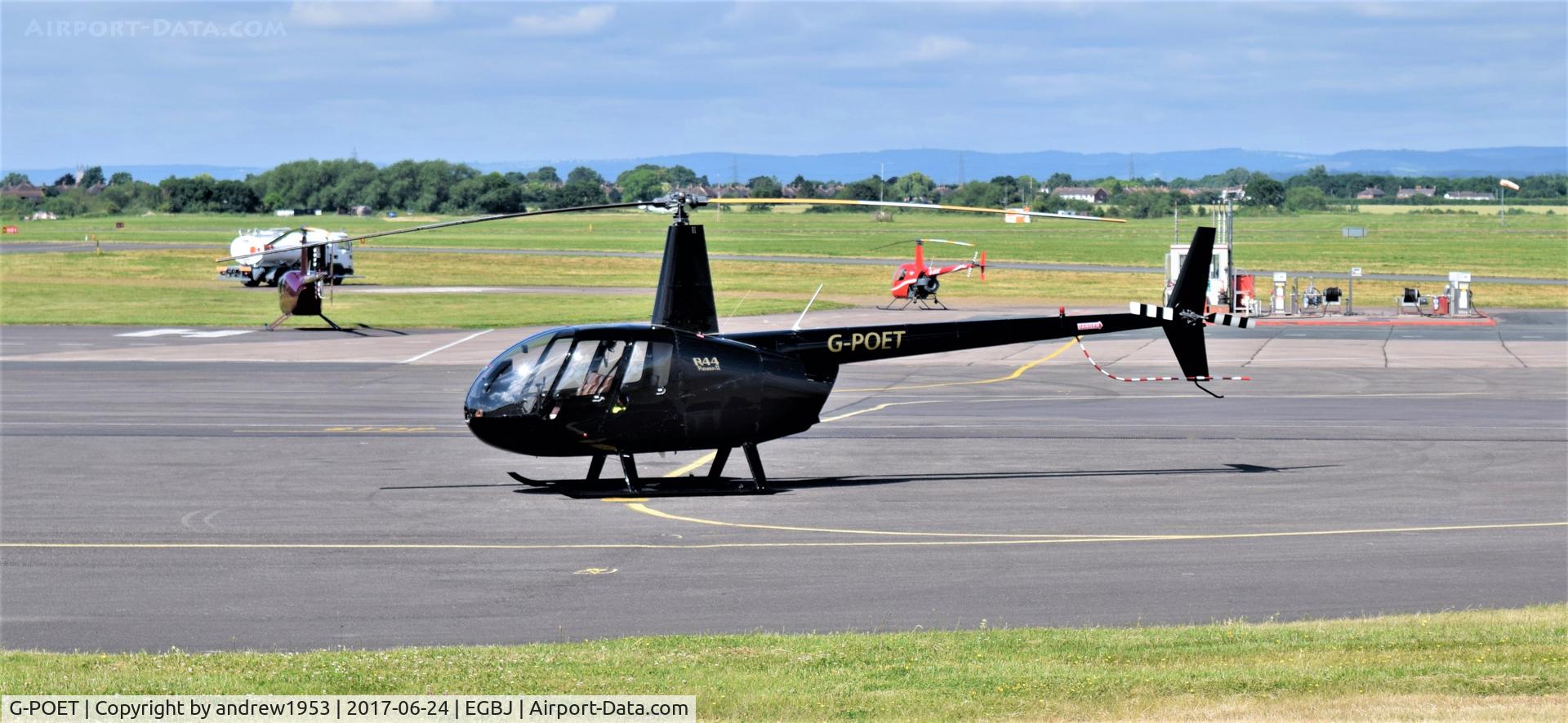 G-POET, 2003 Robinson R44 Raven II C/N 10219, G-POET at Gloucestershire Airport.