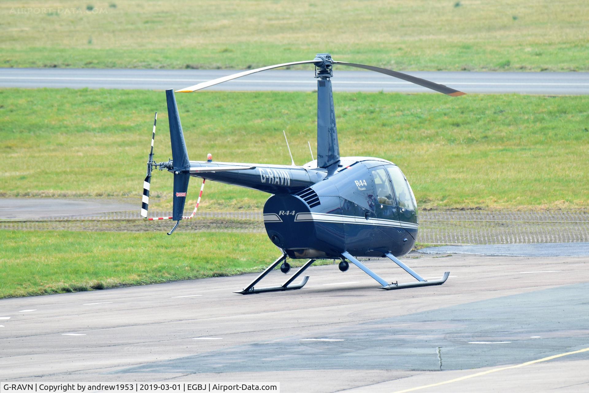 G-RAVN, 2001 Robinson R44 Raven C/N 1022, G-RAVN at Gloucestershire Airport.