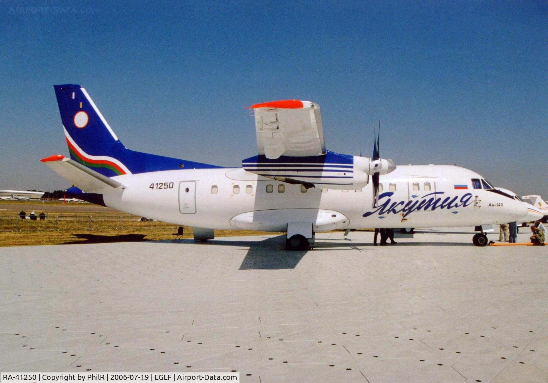 RA-41250, 2003 Antonov An-140 C/N 05A001, 41250 2006 An-140-100 Yakutia Airlines Farnborough Air Show