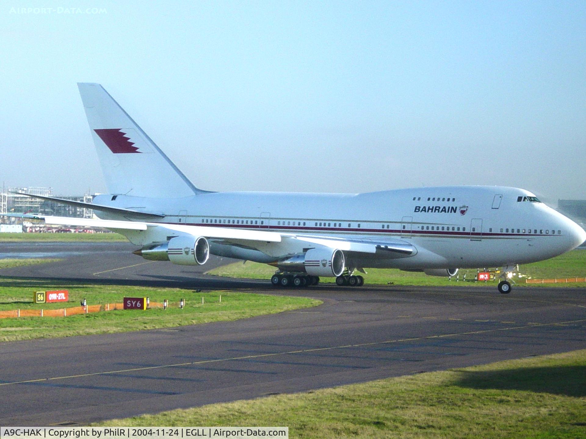 A9C-HAK, 1987 Boeing 747SP-Z5 C/N 23610/676, A9C-HAK B747SP Bahrain Royal Flight at Heathrow