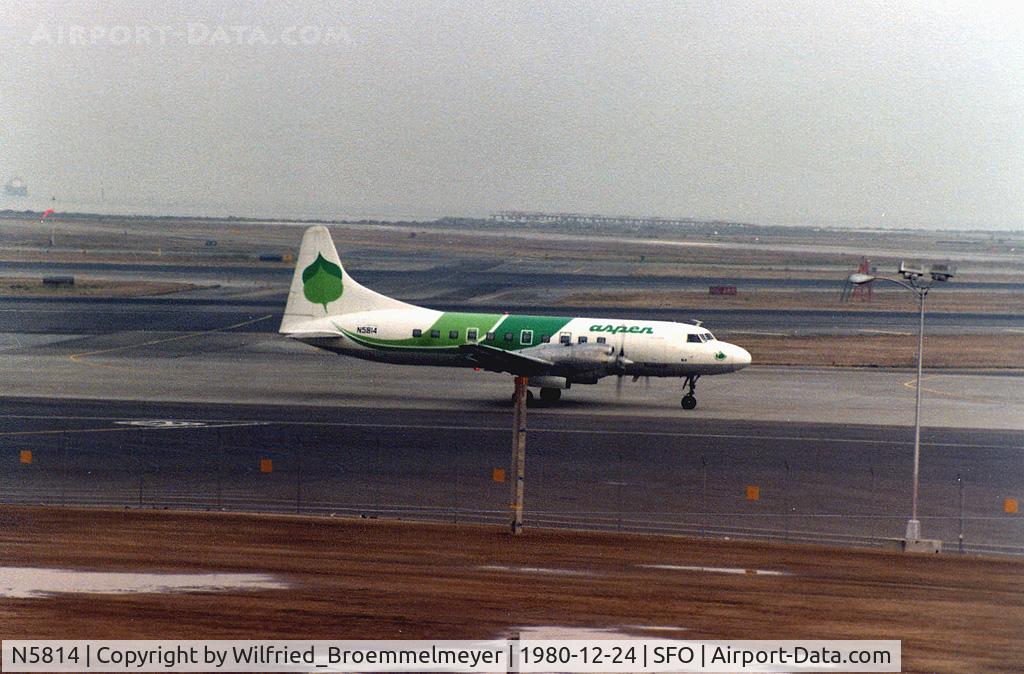 N5814, 1953 Convair 580 C/N 129, Seen from Observer Deck at San Francisco Airport.