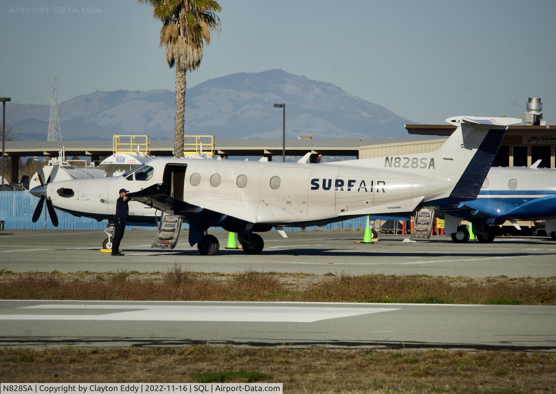 N828SA, 2015 Pilatus PC-12/47E C/N 1525, San Carlos airport 2022.
