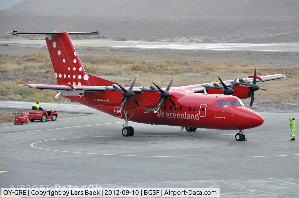 OY-GRE, 1985 De Havilland Canada DHC-7-103 Dash 7 C/N 106, Parked