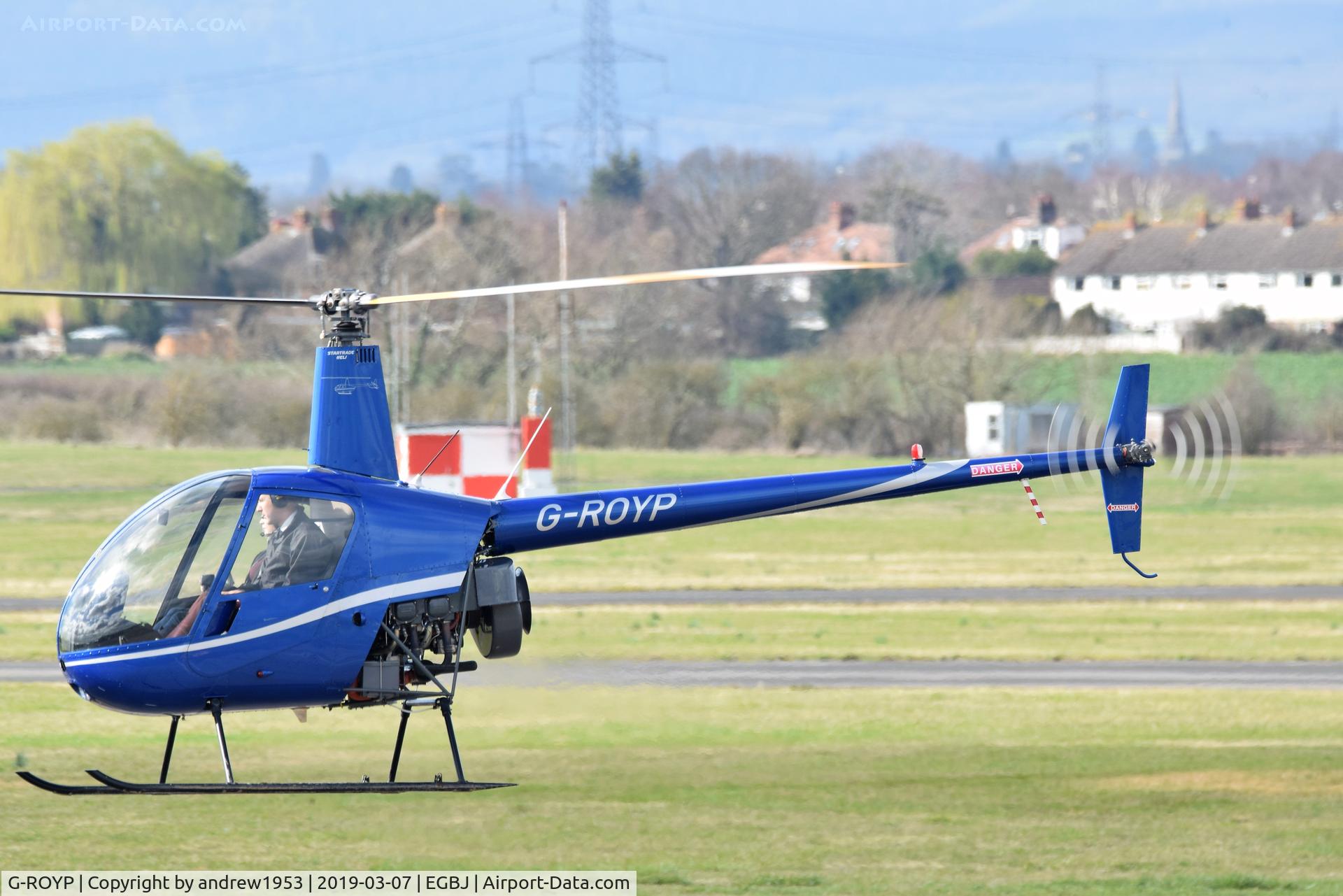 G-ROYP, 1991 Robinson R22 Beta II C/N 2071, G-ROYP at Gloucestershire Airport.