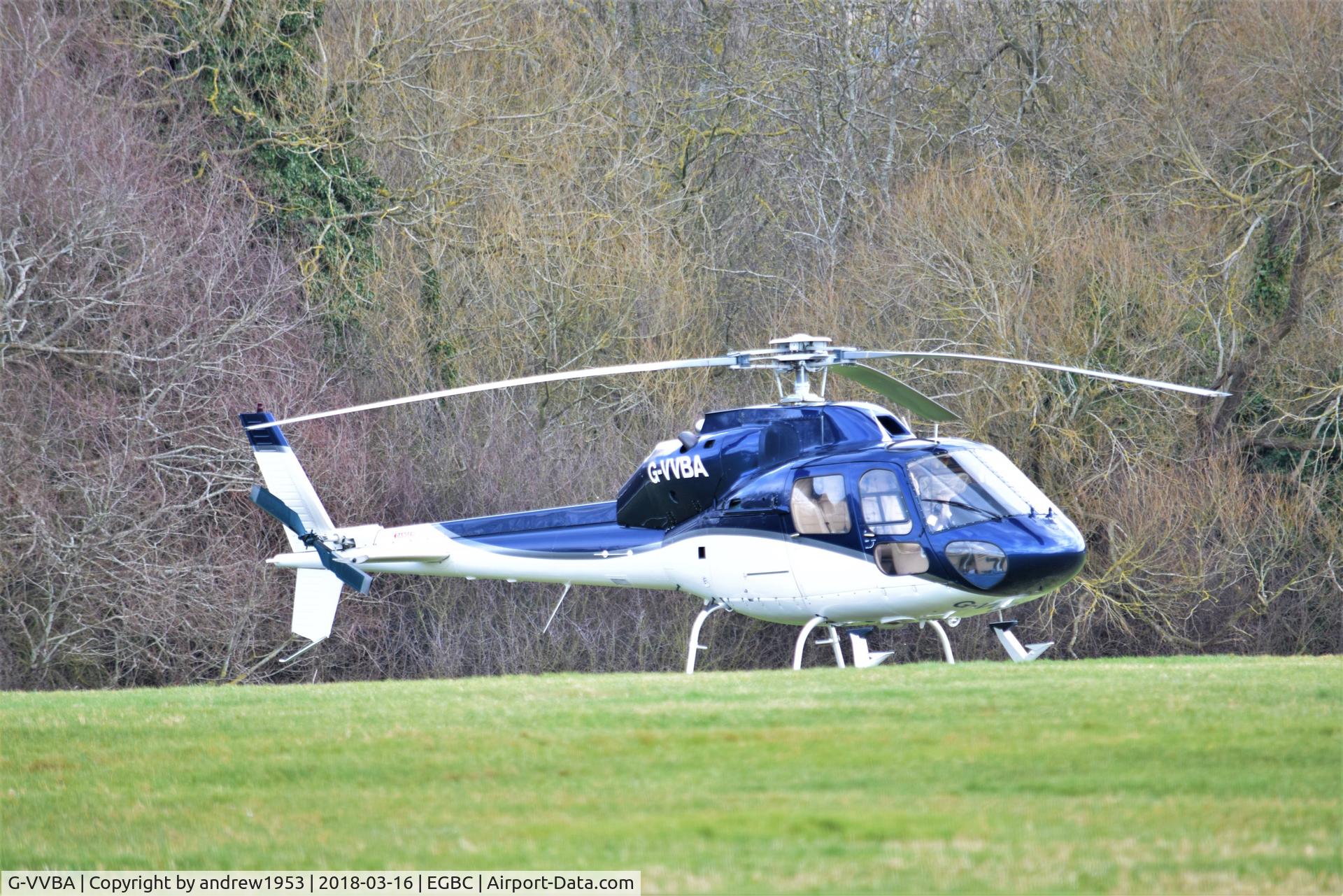 G-VVBA, 1991 Aerospatiale AS-355F-2 Ecureuil 2 C/N 5463, G-VVBA at Cheltenham Racecourse.