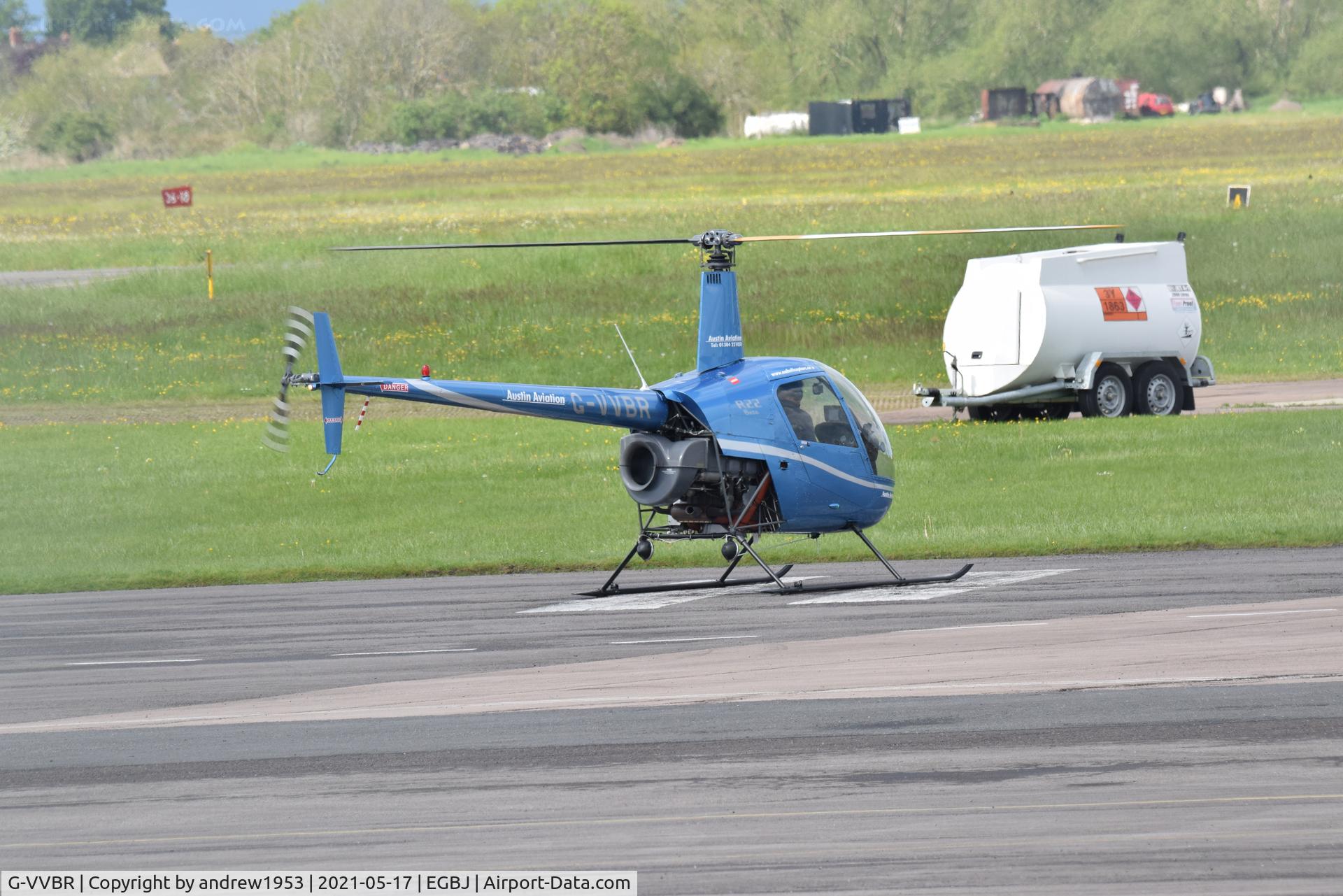 G-VVBR, 1990 Robinson R22 Beta C/N 1596, G-VVBR at Gloucestershire Airport.