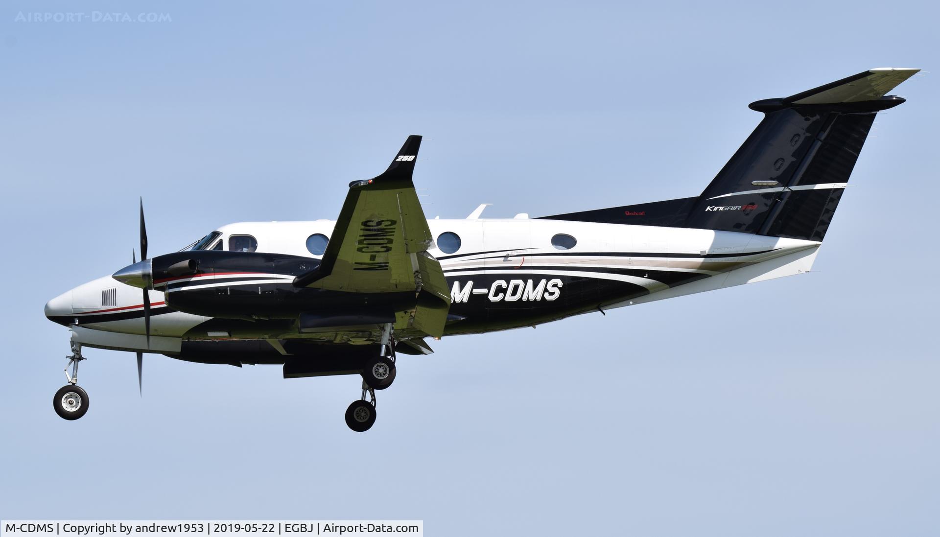 M-CDMS, Beech Super King Air 250 C/N BY-262, M-CDMS landing at Gloucestershire Airport.