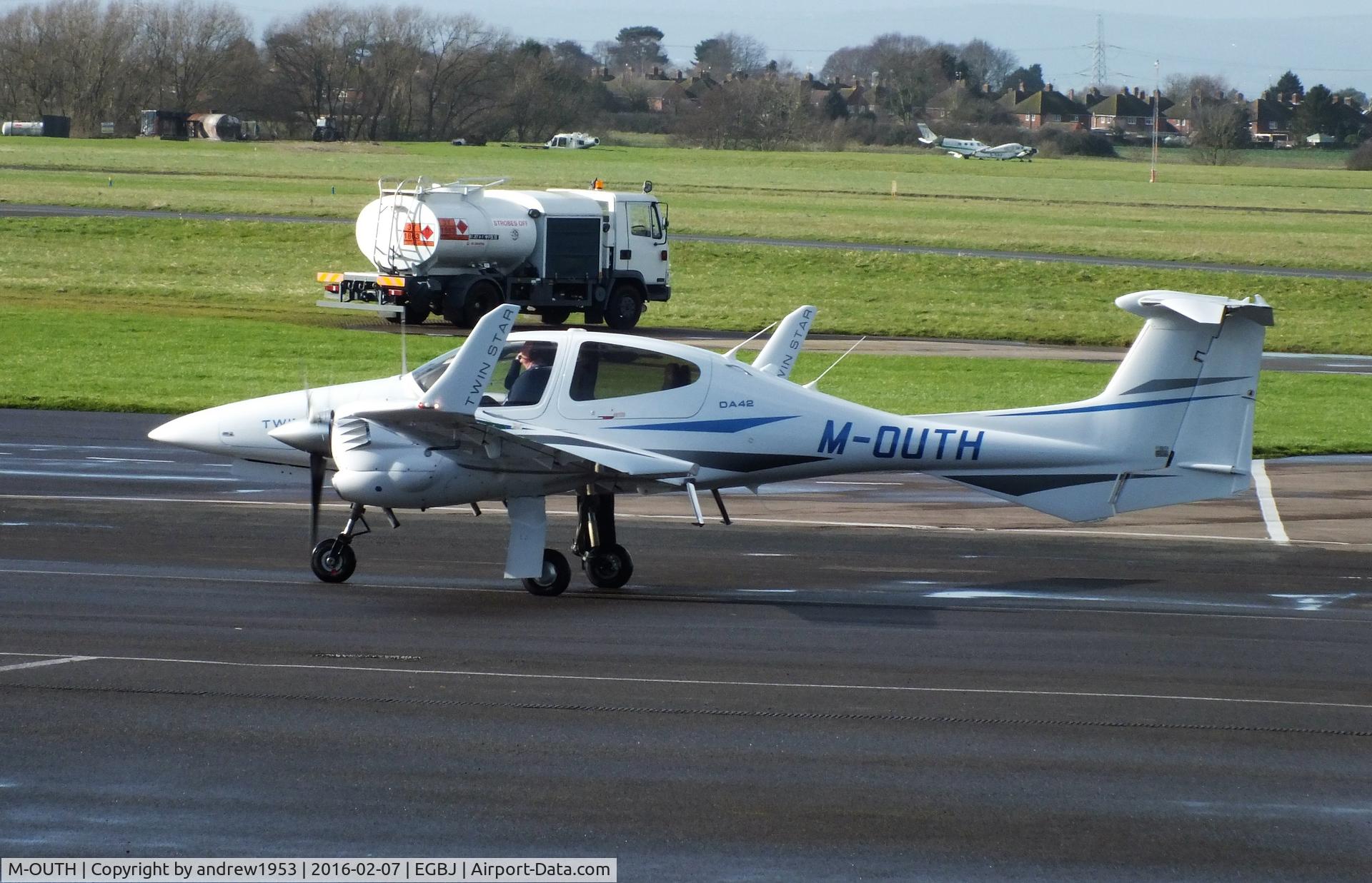 M-OUTH, 2007 Diamond DA-42 Twin Star C/N 42.AC082, M-OUTH at Gloucestershire Airport.