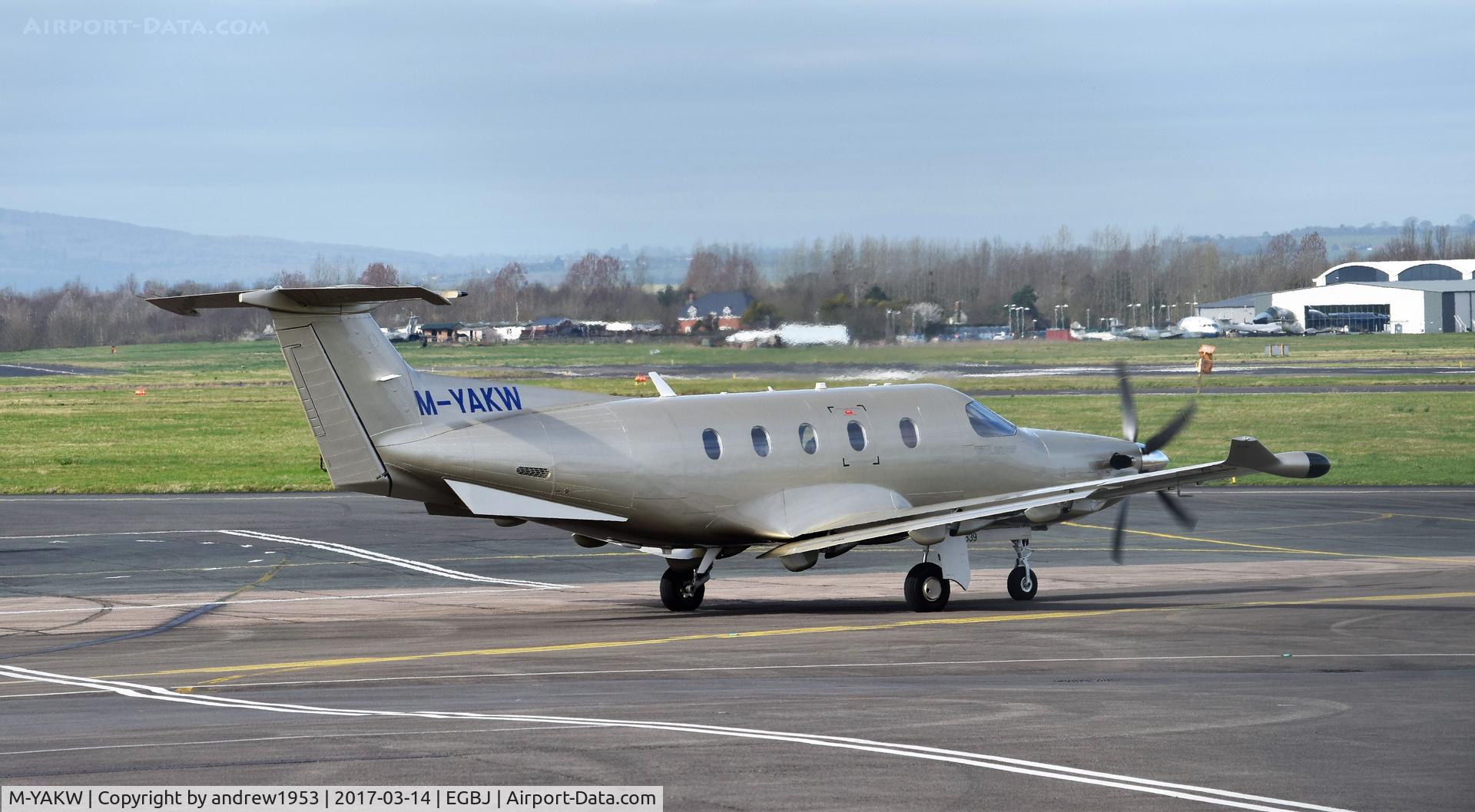 M-YAKW, 2016 Pilatus PC-12/47E C/N 1639, M-YAKW at Gloucestershire Airport.
