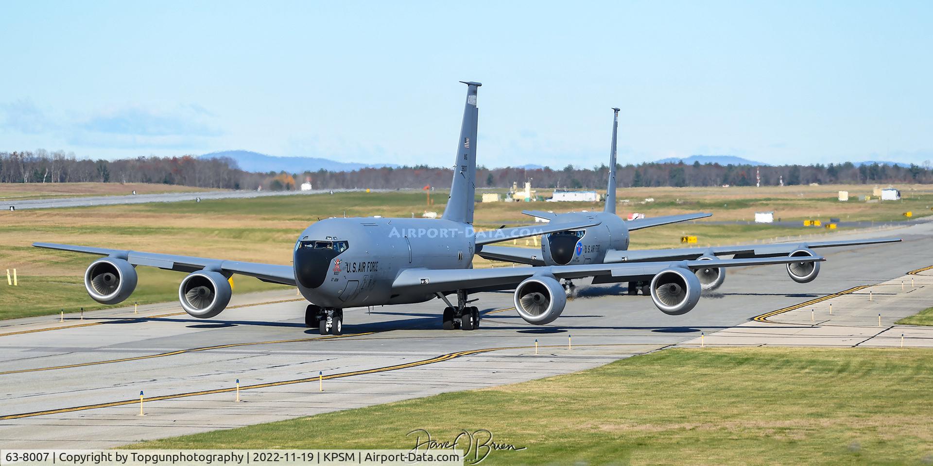 63-8007, 1963 Boeing KC-135R Stratotanker C/N 18624, BLUE42 flight taxiing up to RW34