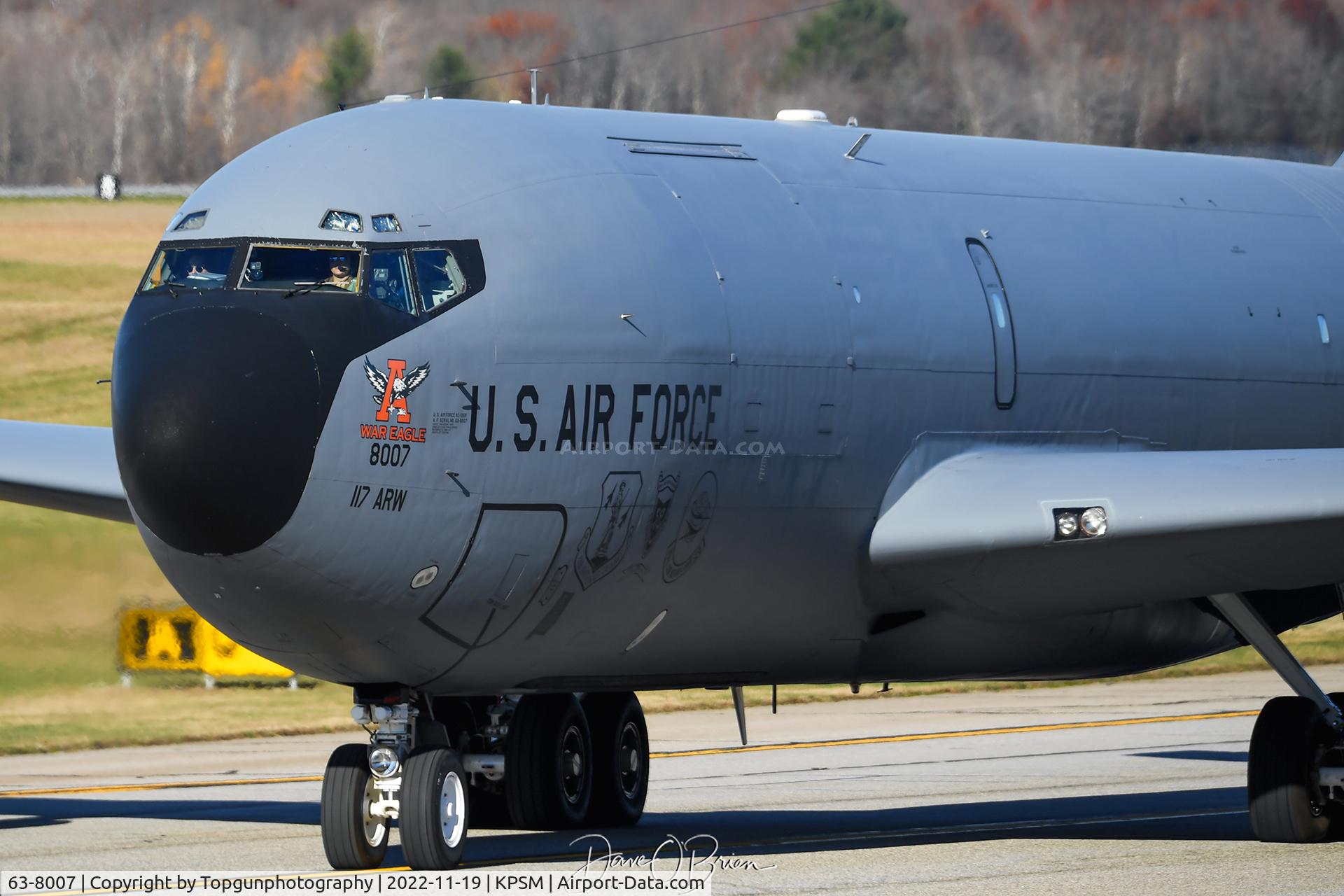 63-8007, 1963 Boeing KC-135R Stratotanker C/N 18624, War Eagle nose art, Alabama 106th ARS