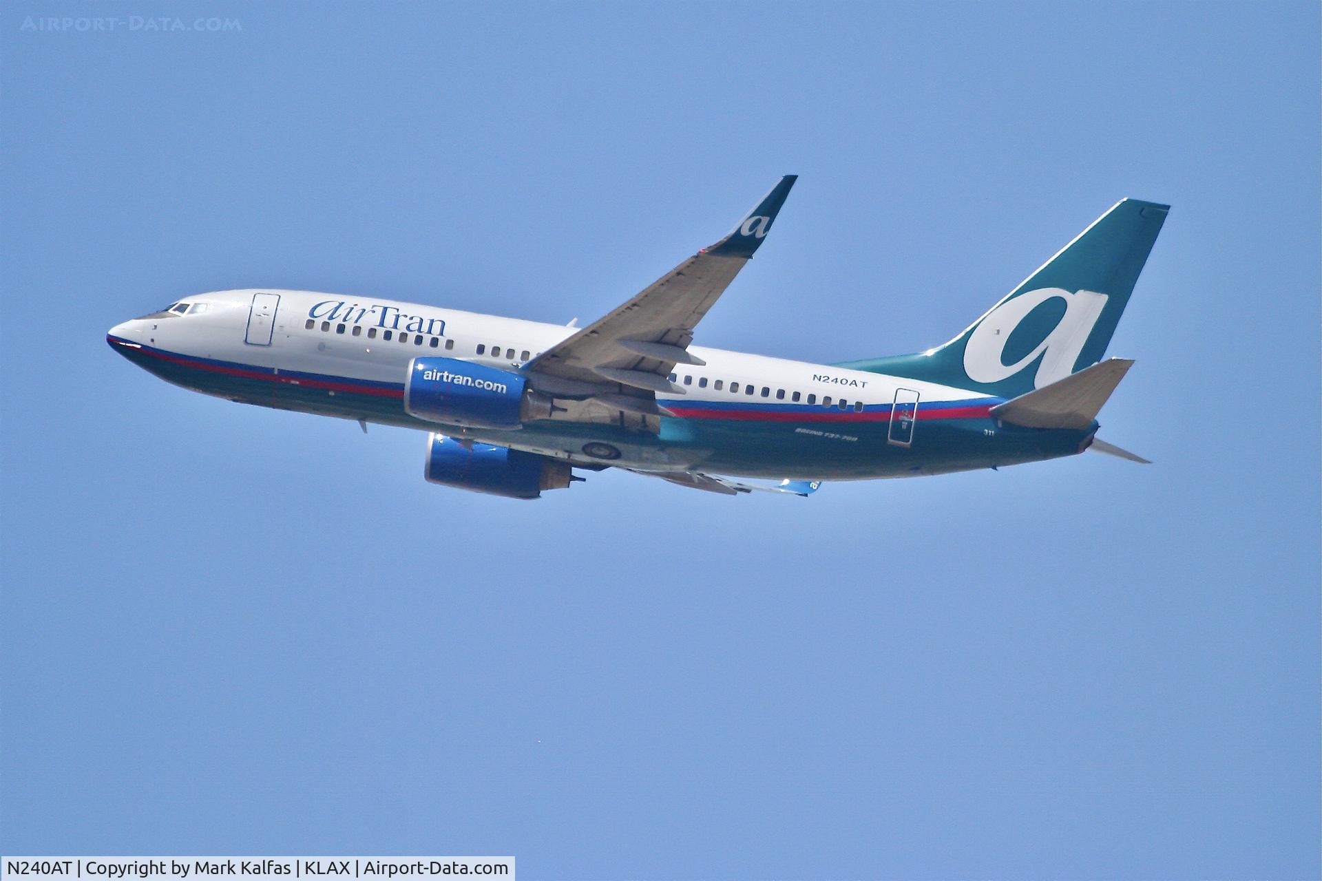N240AT, 2005 Boeing 737-76N C/N 32657, AIR TRAN B735, N240AT departing 25R KLAX