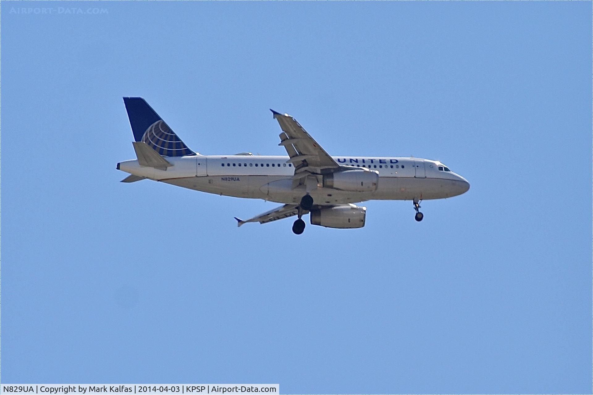 N829UA, 2000 Airbus A319-131 C/N 1211, United Airlines A319, N829UA on approach to KPSP