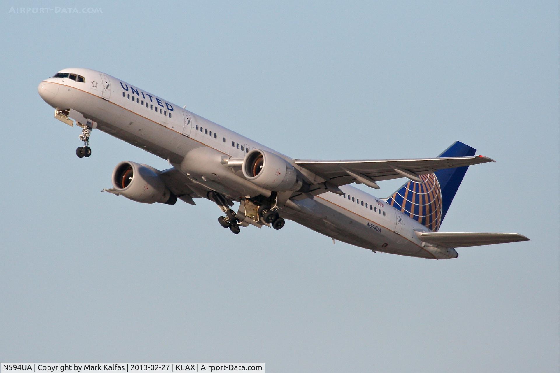 N594UA, 1996 Boeing 757-222 C/N 28145, United B752, N594UA departing 25R KLAX
