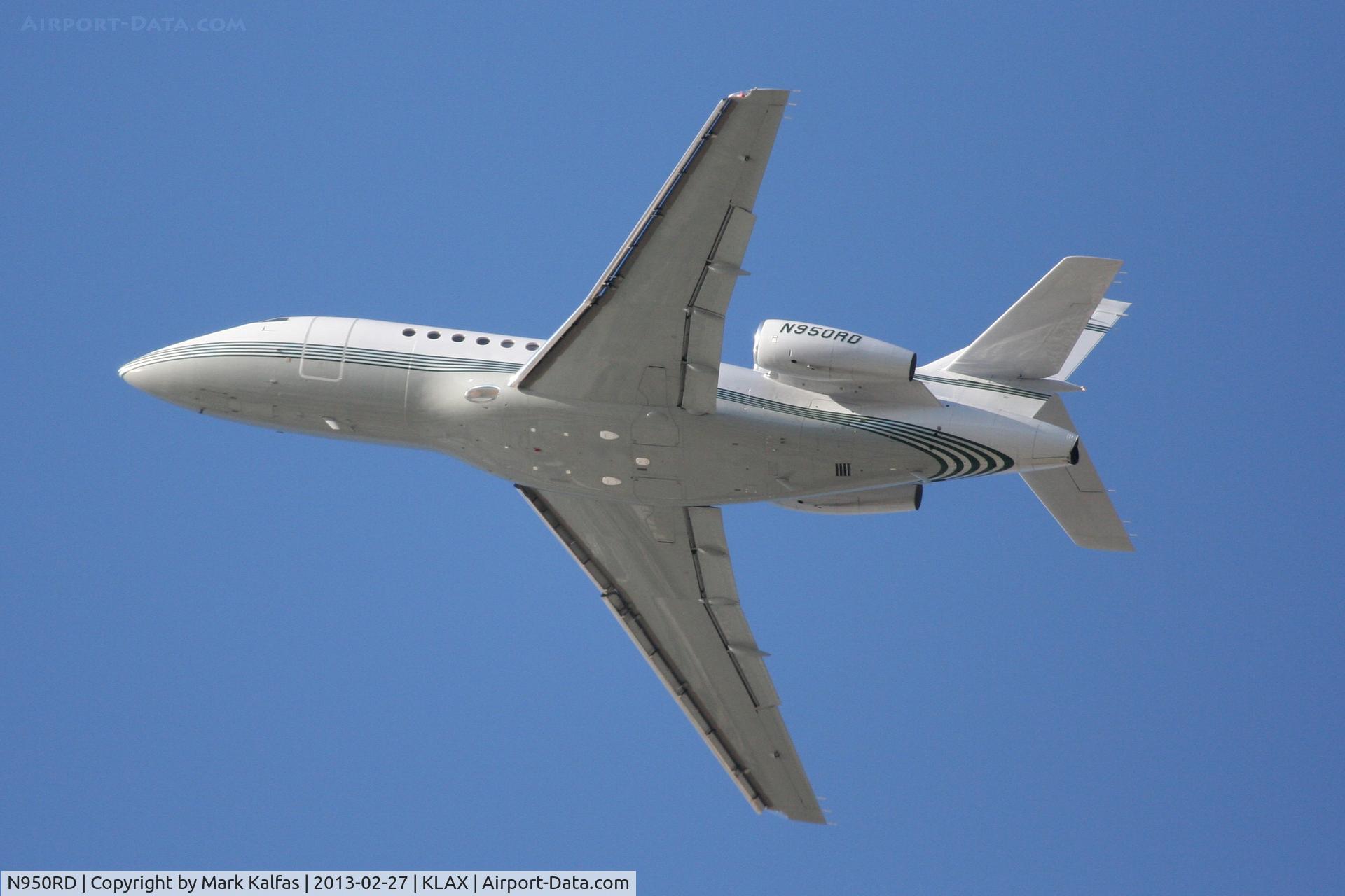 N950RD, 1997 Dassault Falcon 900EX C/N 16, Dassault Falcon 900EX N950RD, Departing 25R LAX.