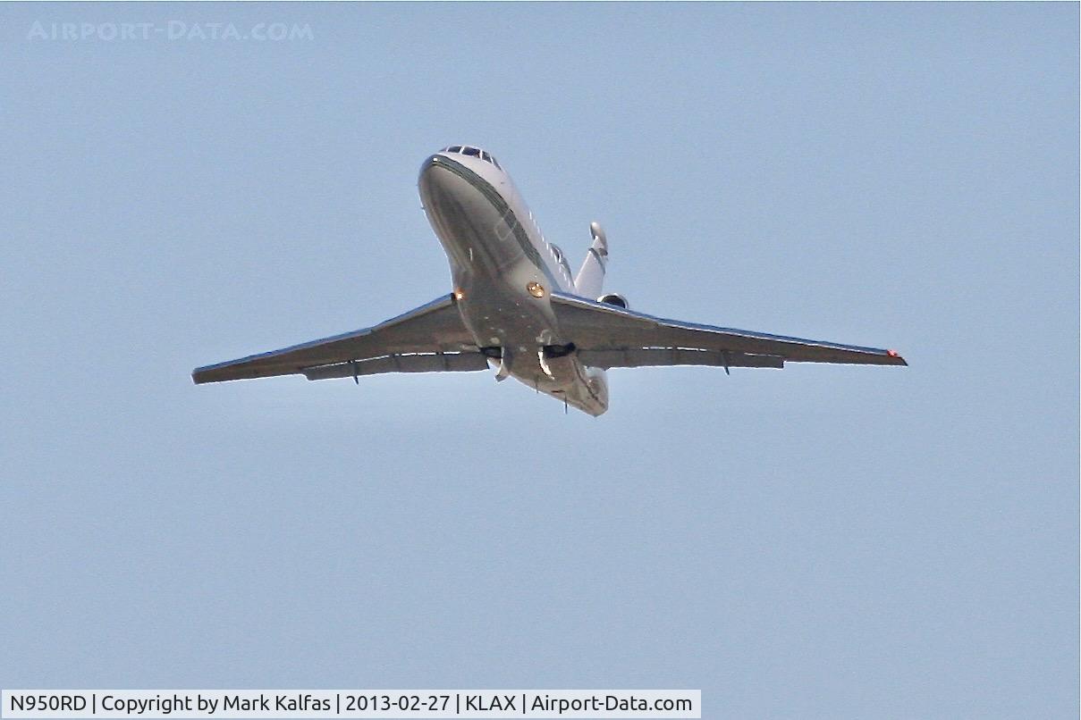N950RD, 1997 Dassault Falcon 900EX C/N 16, Dassault Falcon 900EX N950RD, Departing 25R LAX.