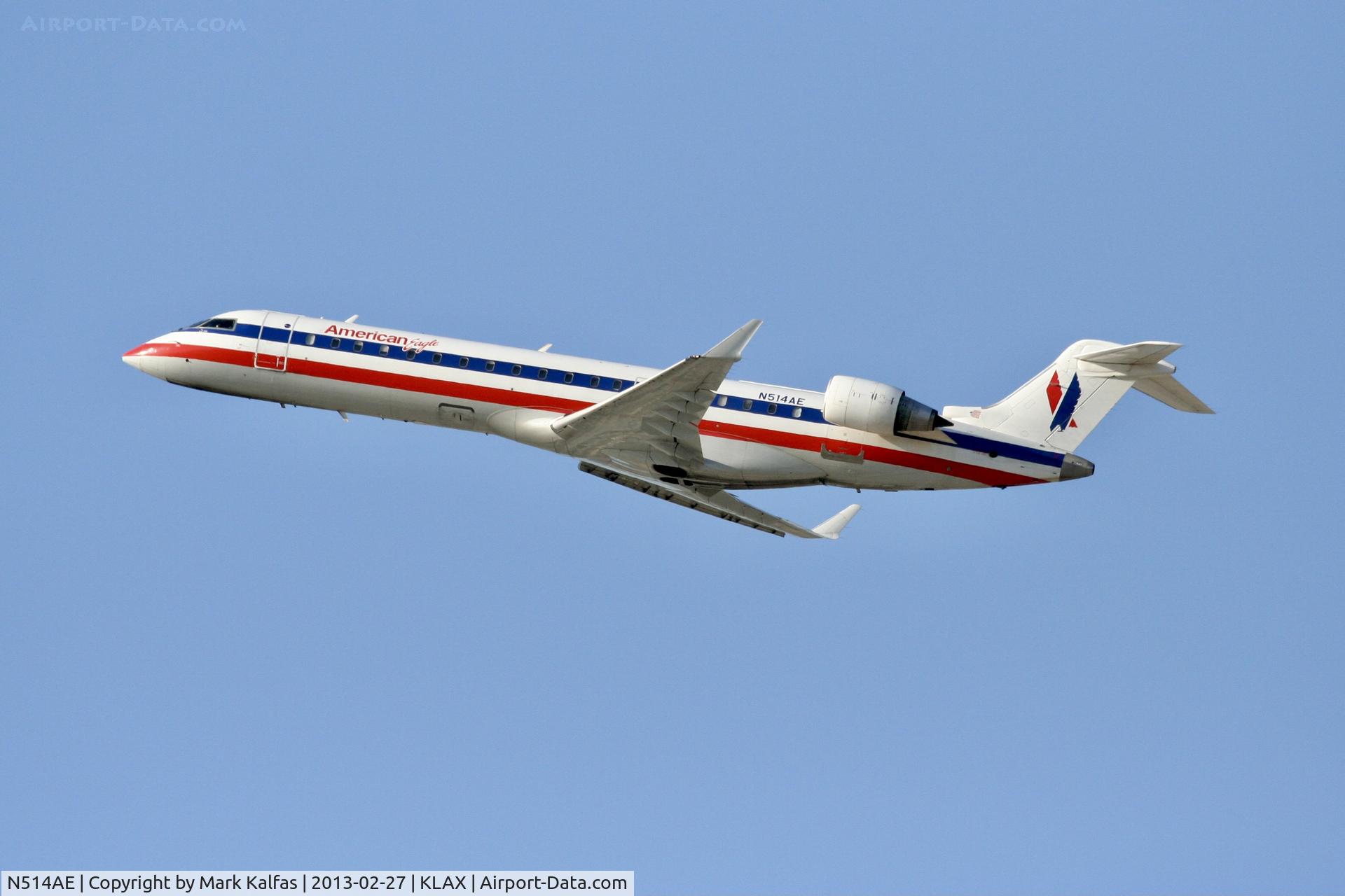 N514AE, 2003 Bombardier CRJ-701 (CL-600-2C10) Regional Jet C/N 10119, American Eagle CRJ7, N514AE departing 25R LAX