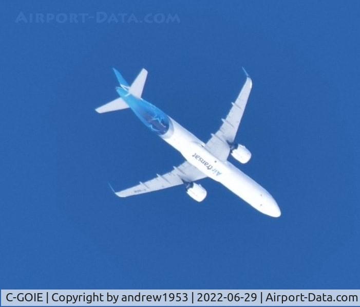 C-GOIE, 2019 Airbus A321-271NX C/N 8755, C-GOIE over the Bristol Channel @30,000ft.