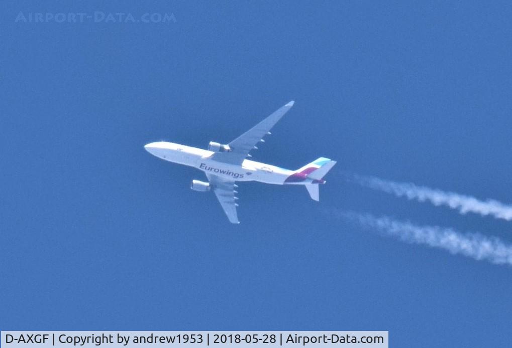 D-AXGF, 2004 Airbus A330-203 C/N 616, D-AXGF over the Bristol Channel.