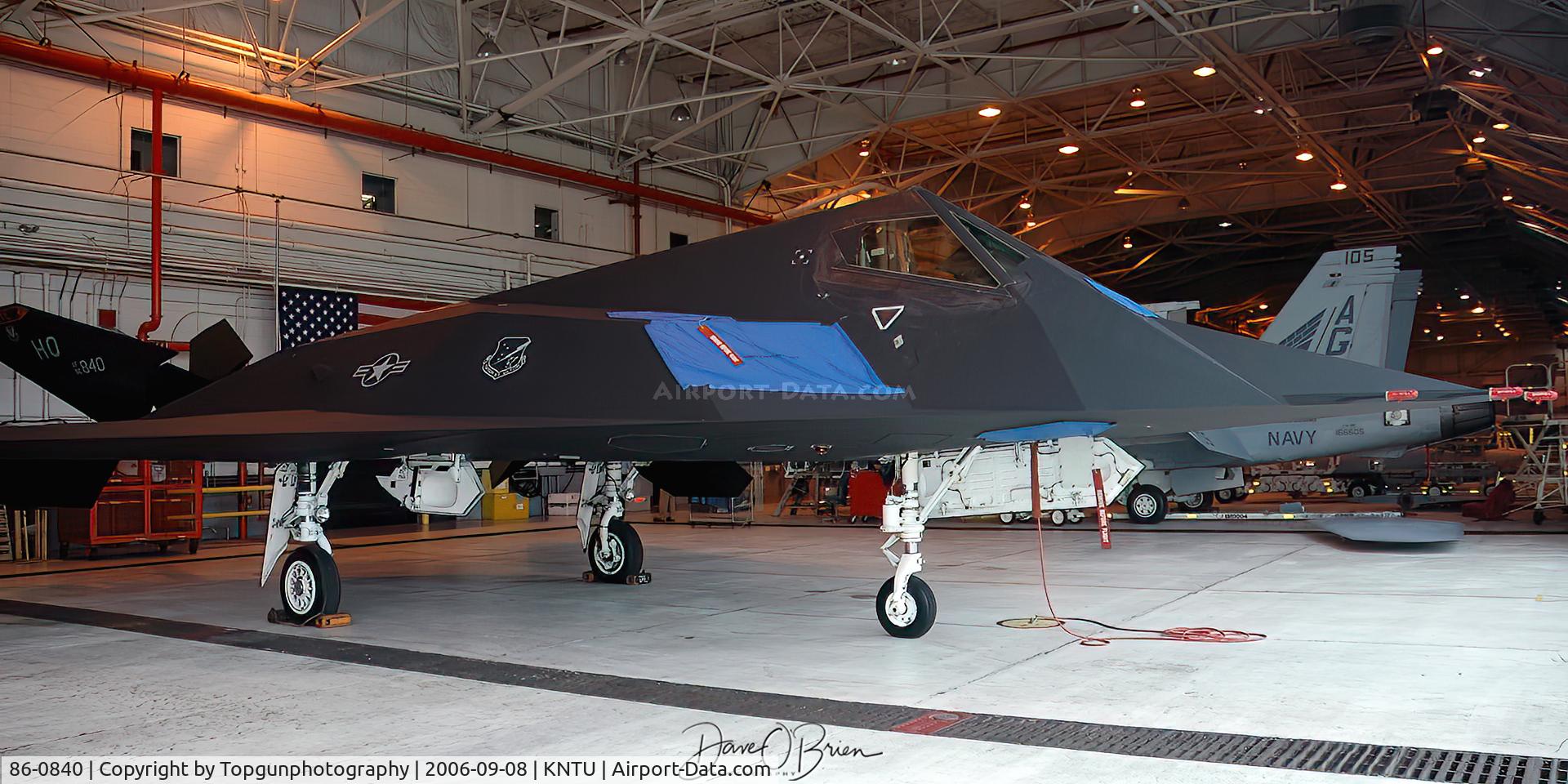 86-0840, 1986 Lockheed F-117A Nighthawk C/N A.4065, F-117 put away in a hanger prior to the show. Used for the Demo