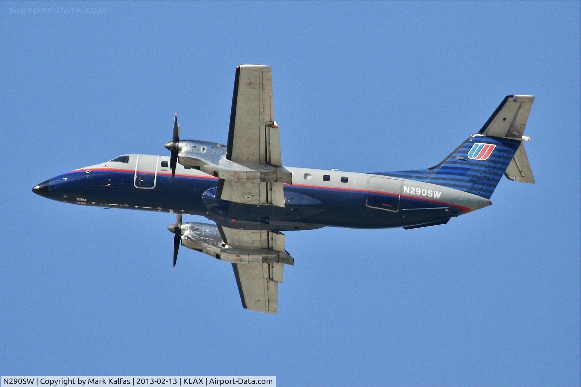 N290SW, 1996 Embraer EMB-120ER Brasilia C/N 120317, SkyWest/United E120, N290SW departing 25R LAX