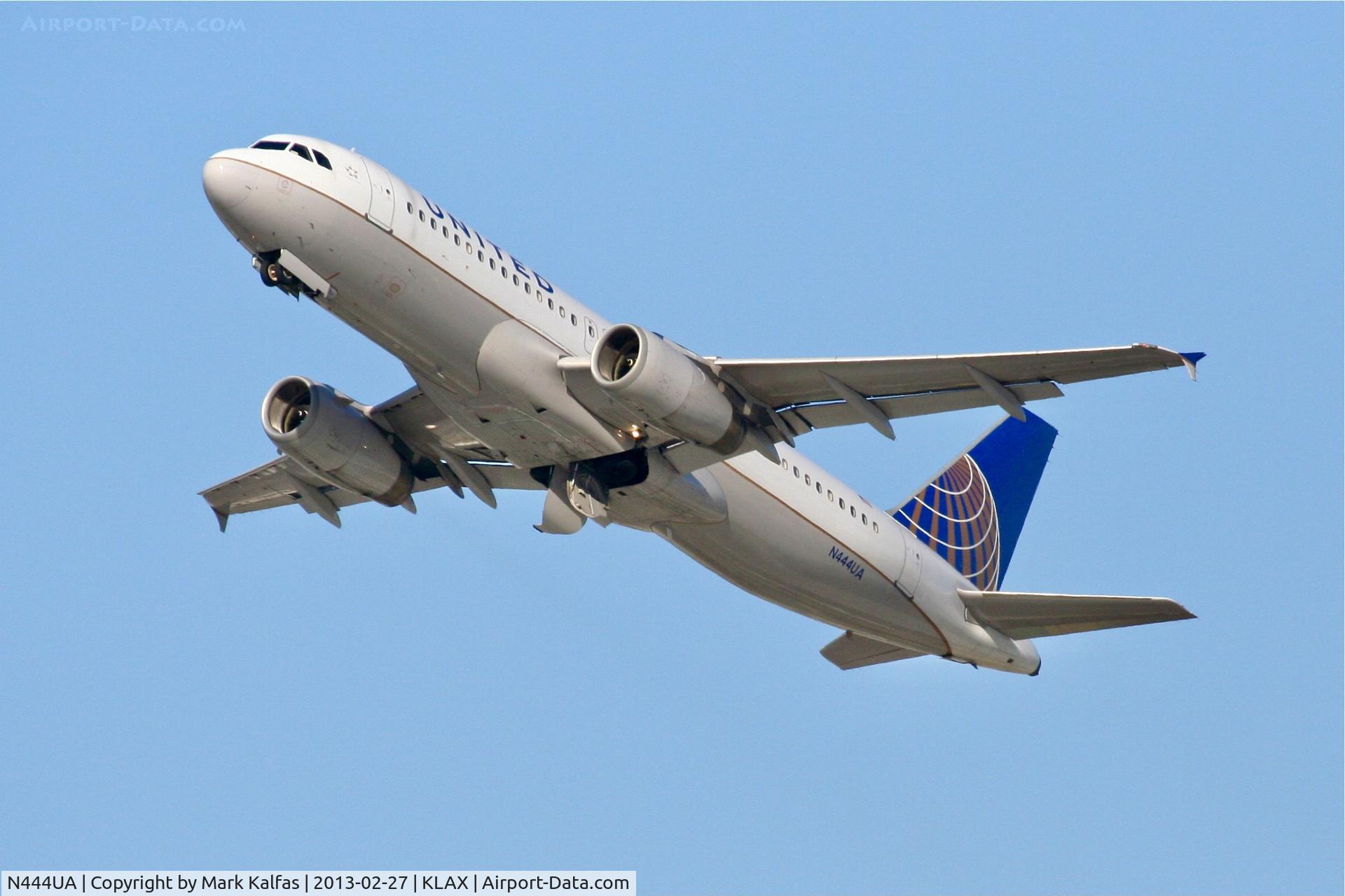 N444UA, 1998 Airbus A320-232 C/N 824, United A320, N444UA departing 25R LAX
