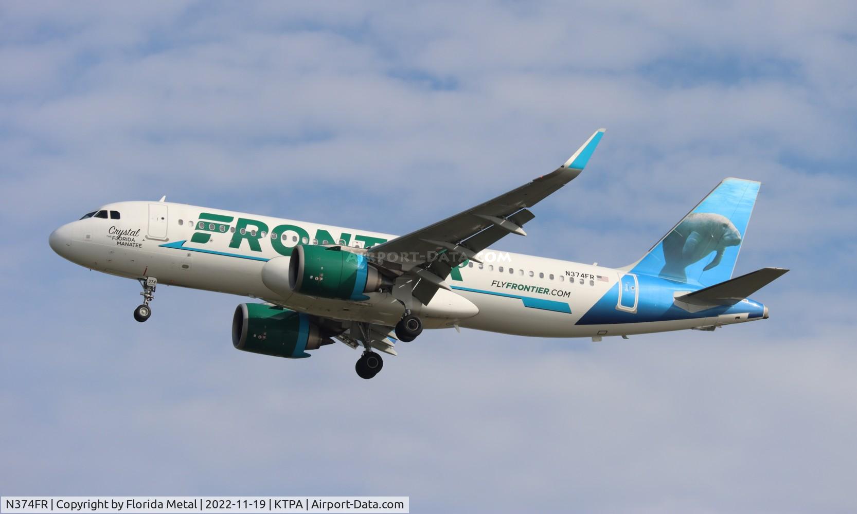 N374FR, 2021 Airbus A320-251NEO C/N 10452, Crystal the Manatee
