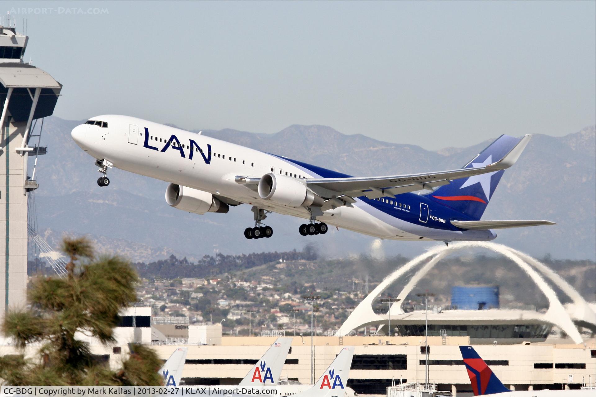 CC-BDG, 2012 Boeing 767-316/ER C/N 41747, LAN B763, CC-BDG departing 25R LAX