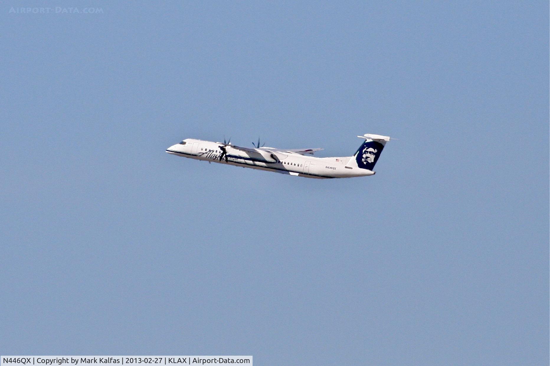 N446QX, 2011 Bombardier DHC-8-402 Dash 8 C/N 4363, Alaska/Horizon DHC-8-402, N446QX departing 24L LAX